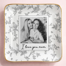 Load image into Gallery viewer, Personalized Floral Jewelry Dish Custom Photo Gift for Mom
