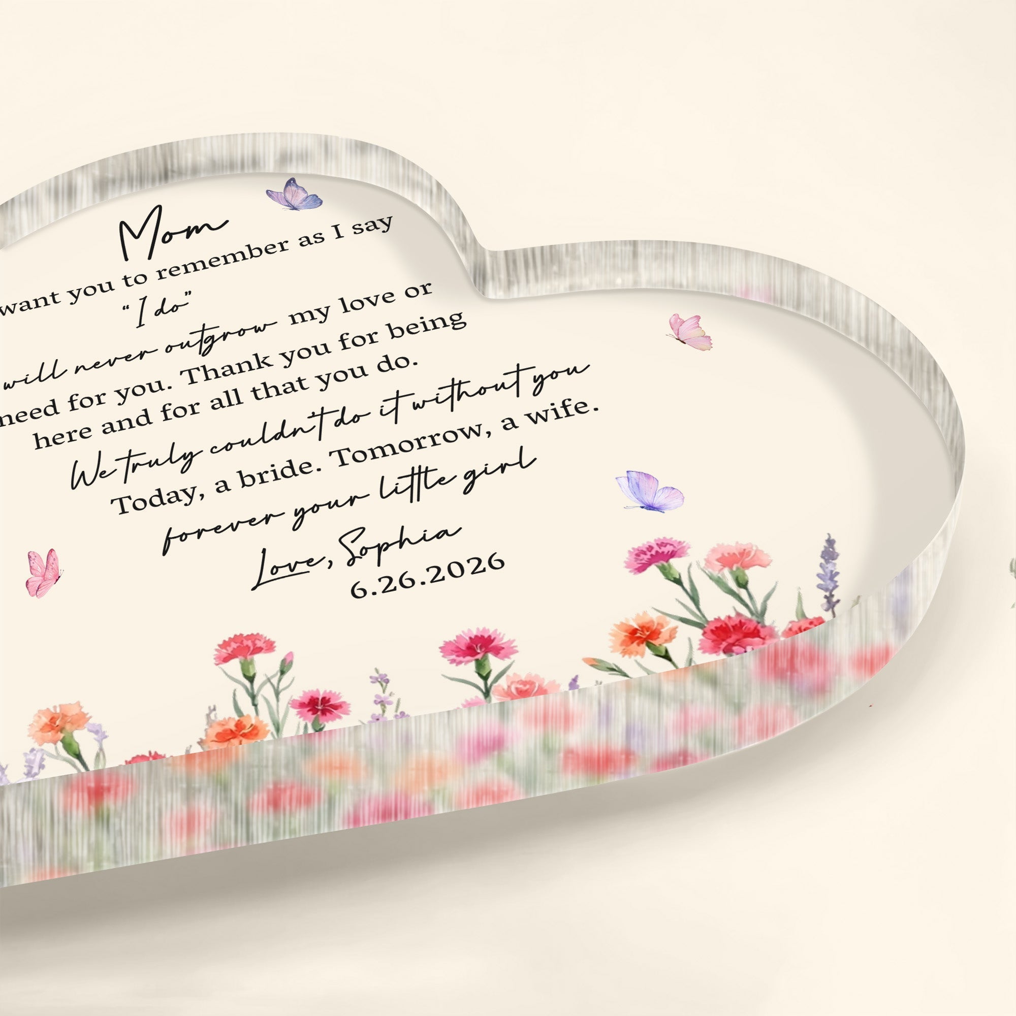 Personalized Heart Shaped Acrylic Plaque Custom Gift for Mom