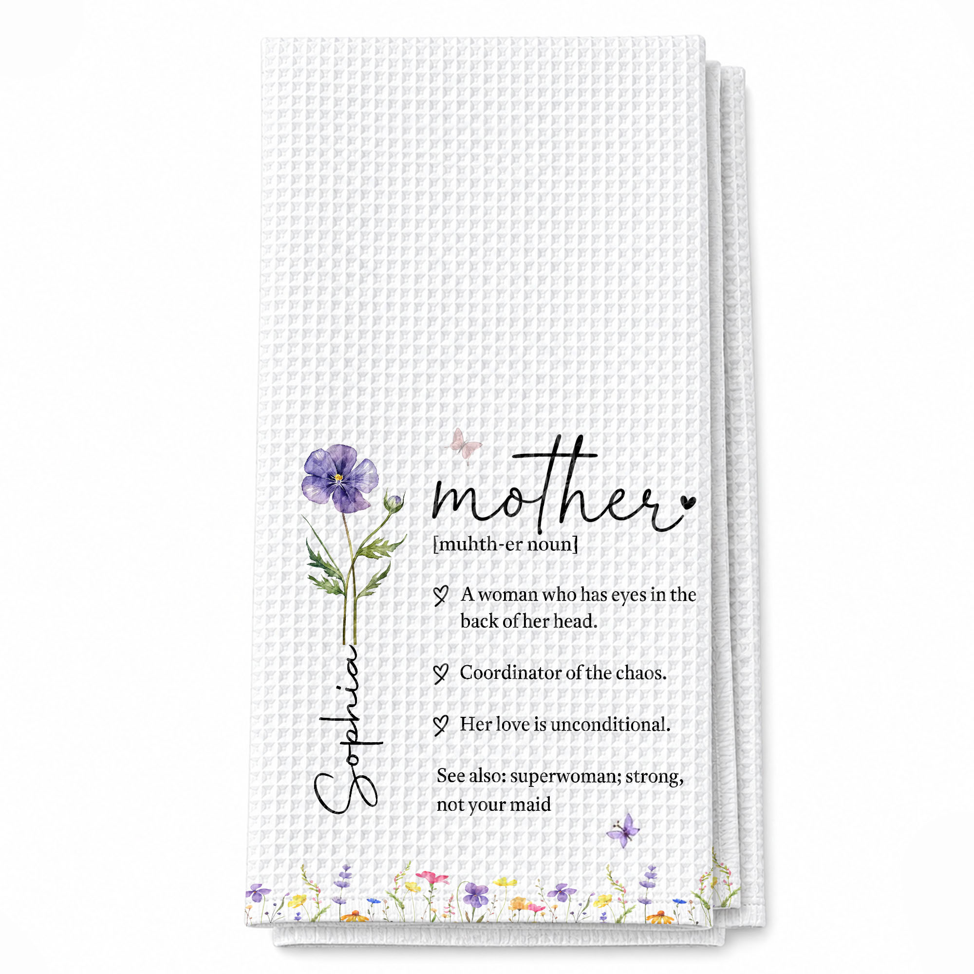 Personalized Floral Kitchen Towel Gift for Mom - Custom Decor