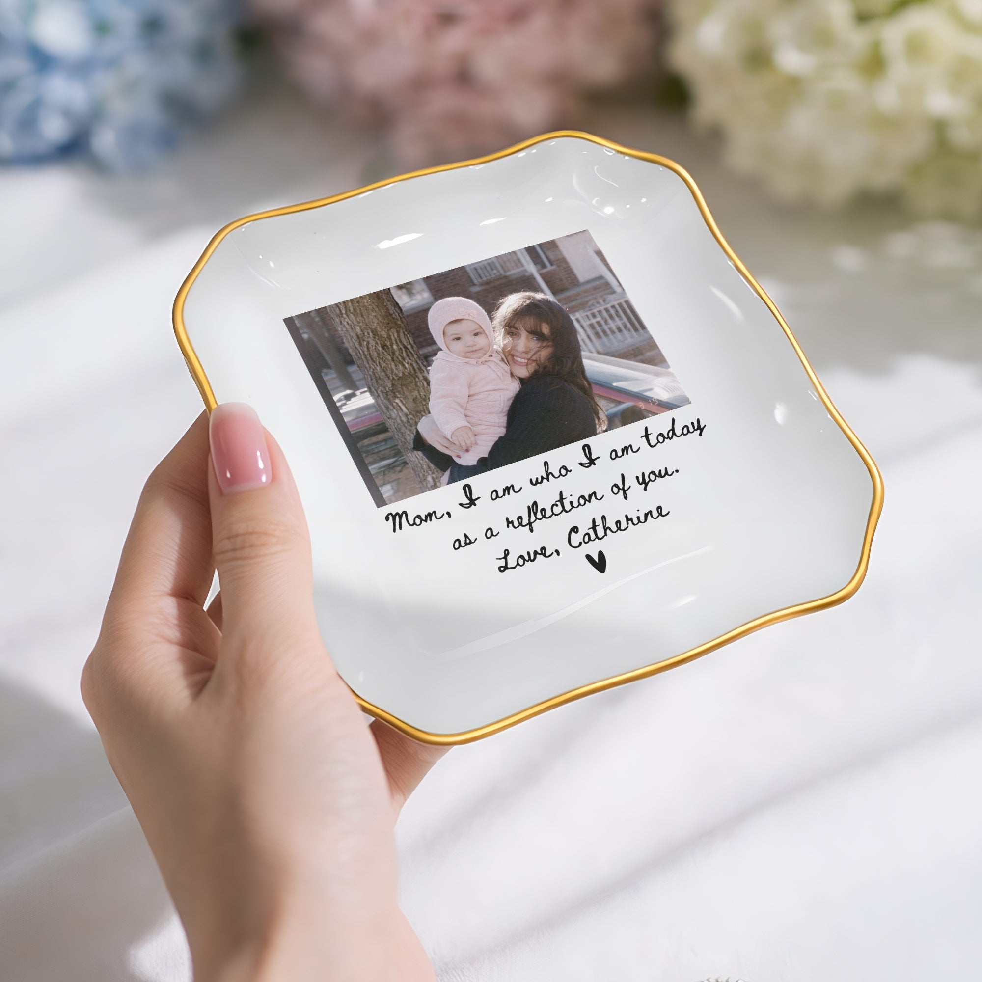 Personalized Lace Jewelry Dish Custom Name Gift for Mom