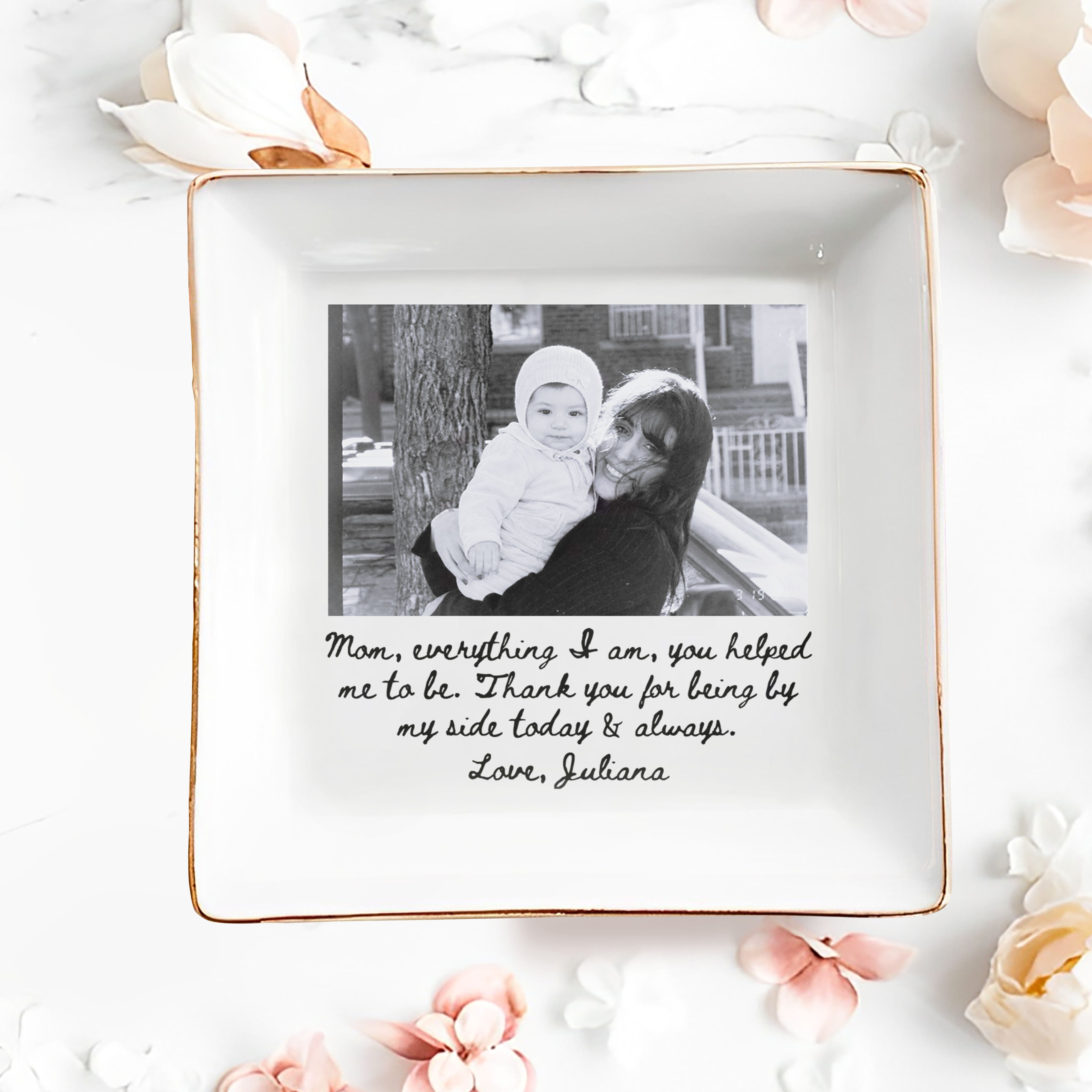 Personalized Photo Jewelry Dish Custom Gift for Mom Ceramic