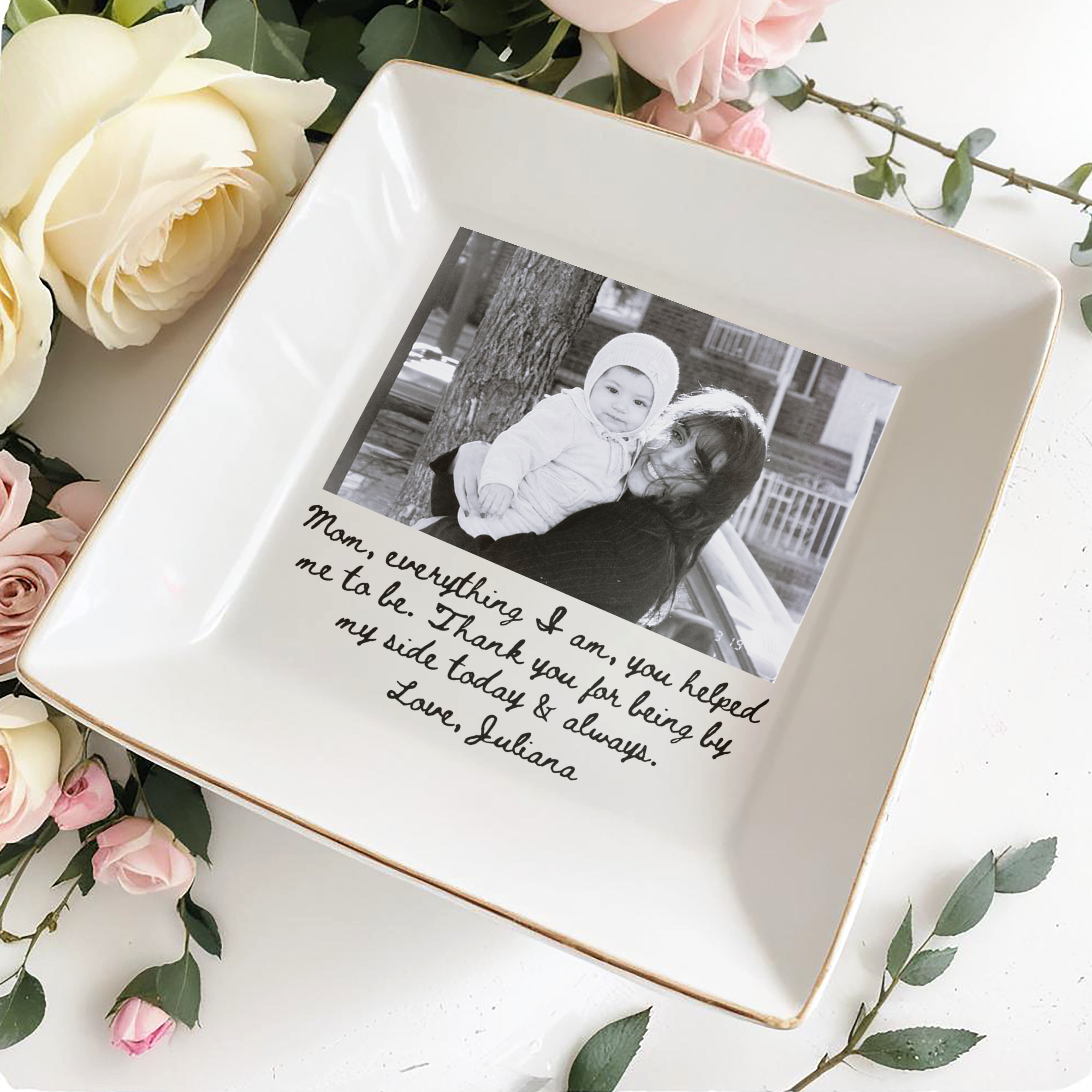 Personalized Photo Jewelry Dish Custom Gift for Mom Ceramic