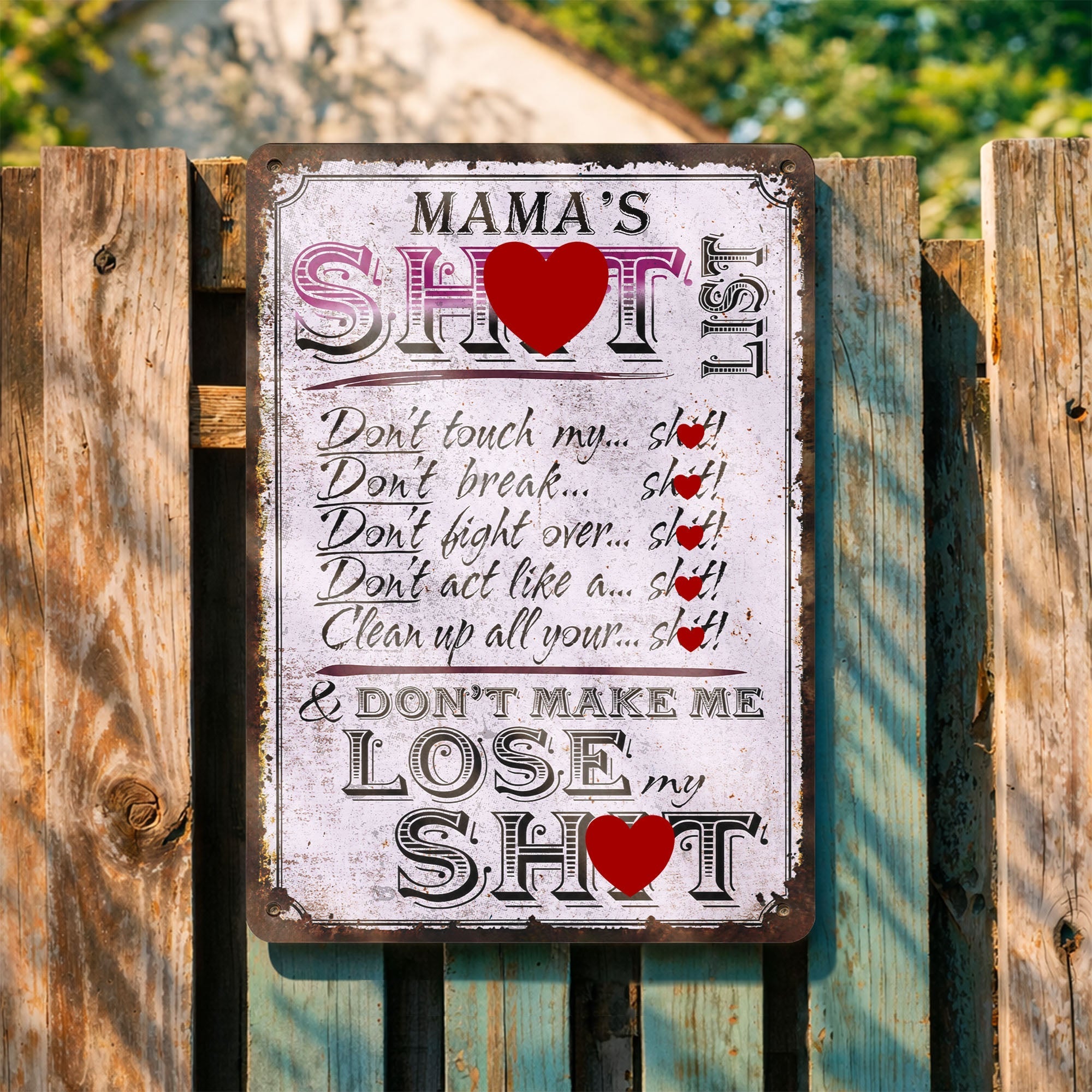 Personalized Metal Sign Funny Rules Gift for Mom Home Decor