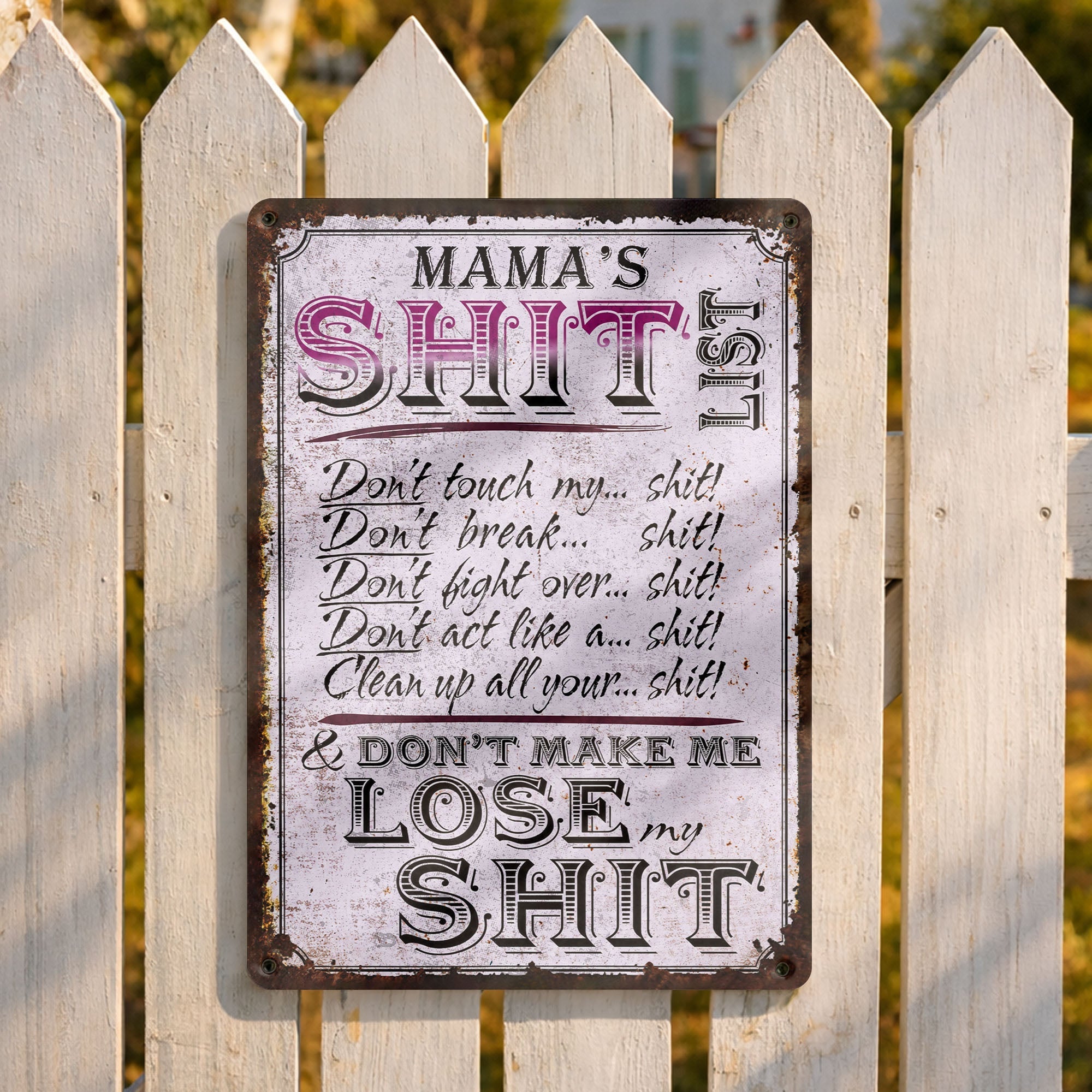 Personalized Metal Sign Funny Rules Gift for Mom Home Decor