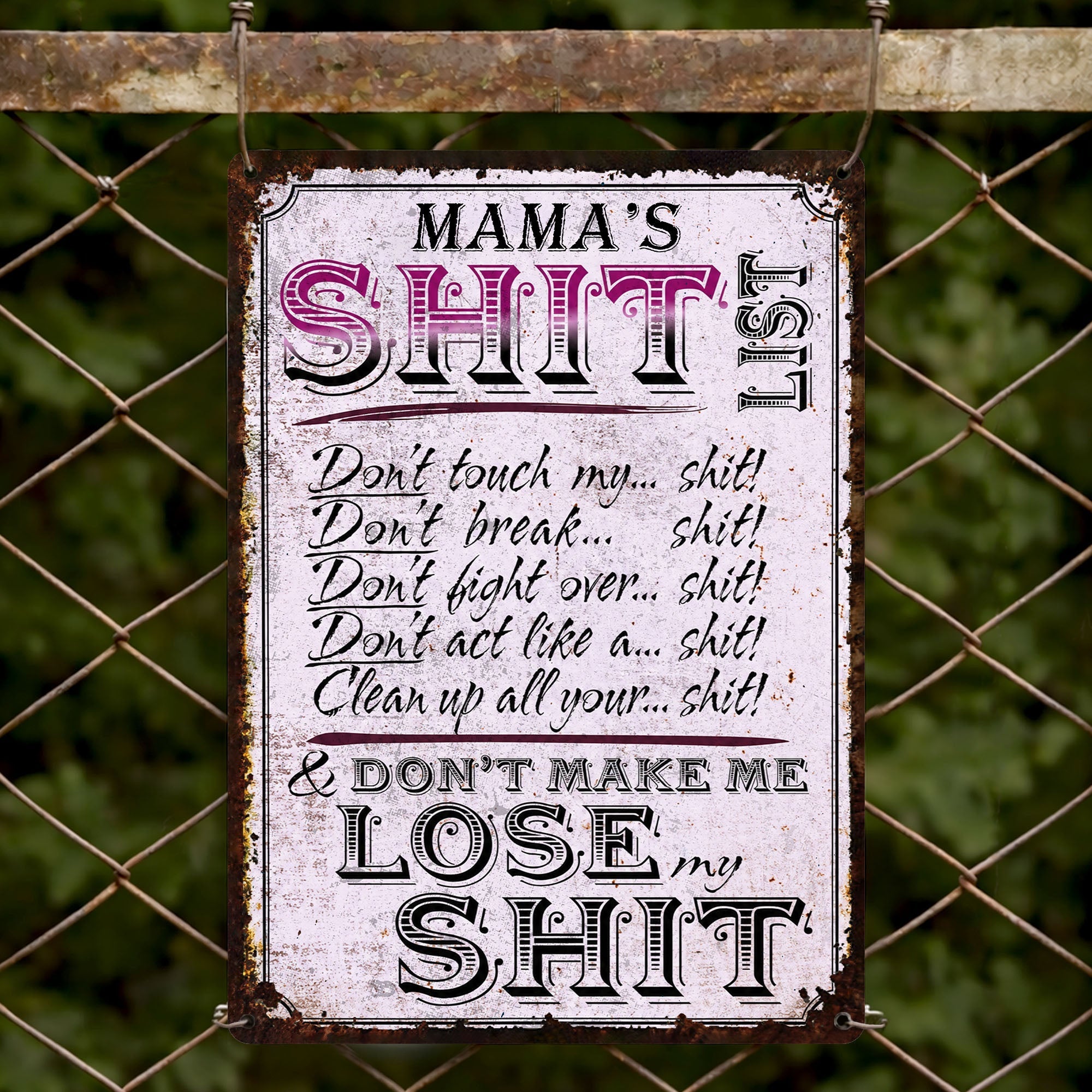 Personalized Metal Sign Funny Rules Gift for Mom Home Decor