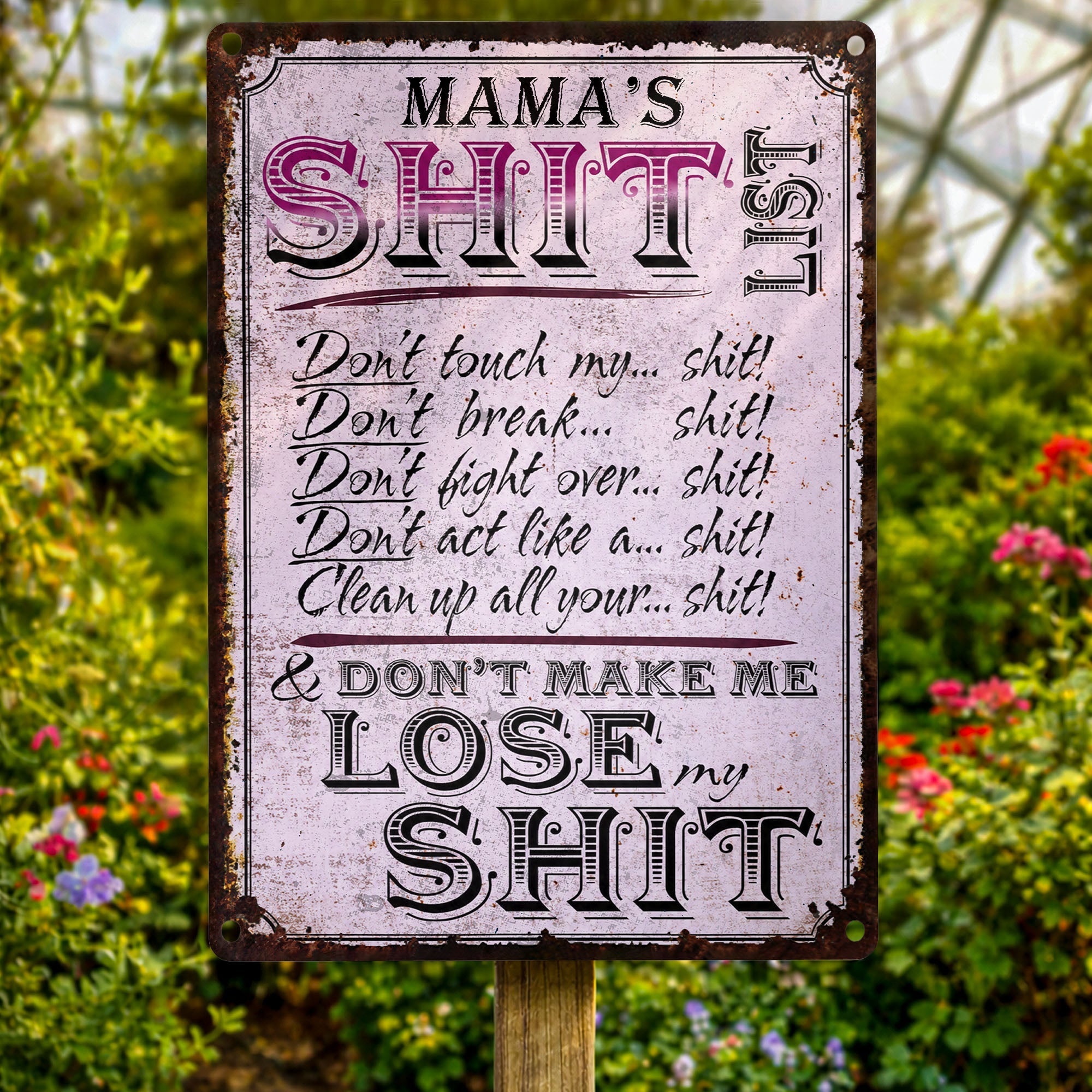 Personalized Metal Sign Funny Rules Gift for Mom Home Decor