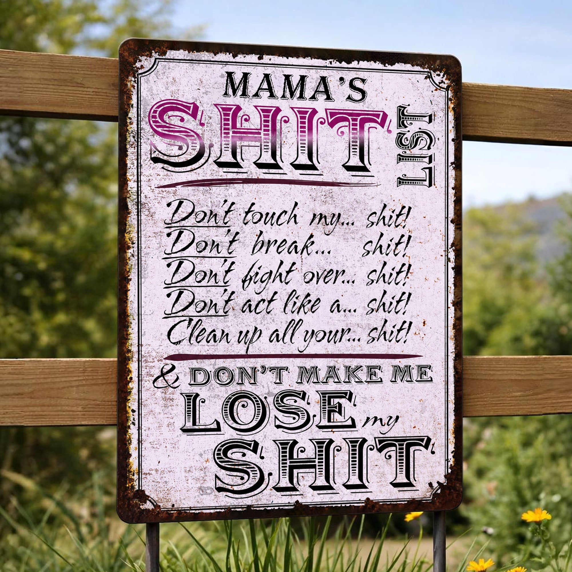 Personalized Metal Sign Funny Rules Gift for Mom Home Decor