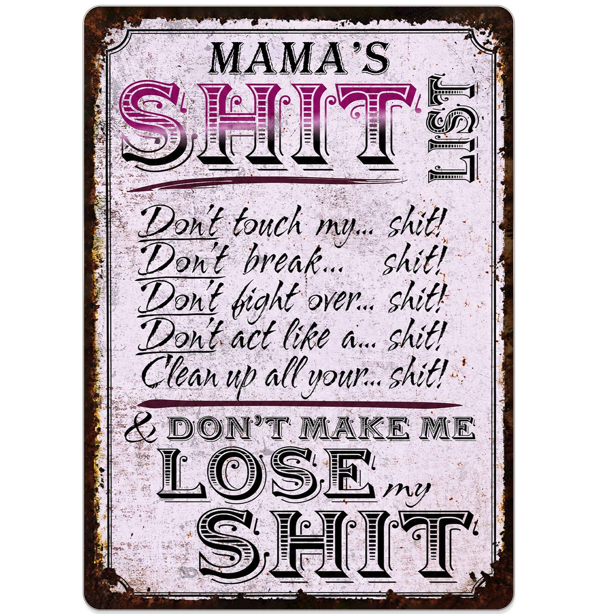 Personalized Metal Sign Funny Rules Gift for Mom Home Decor