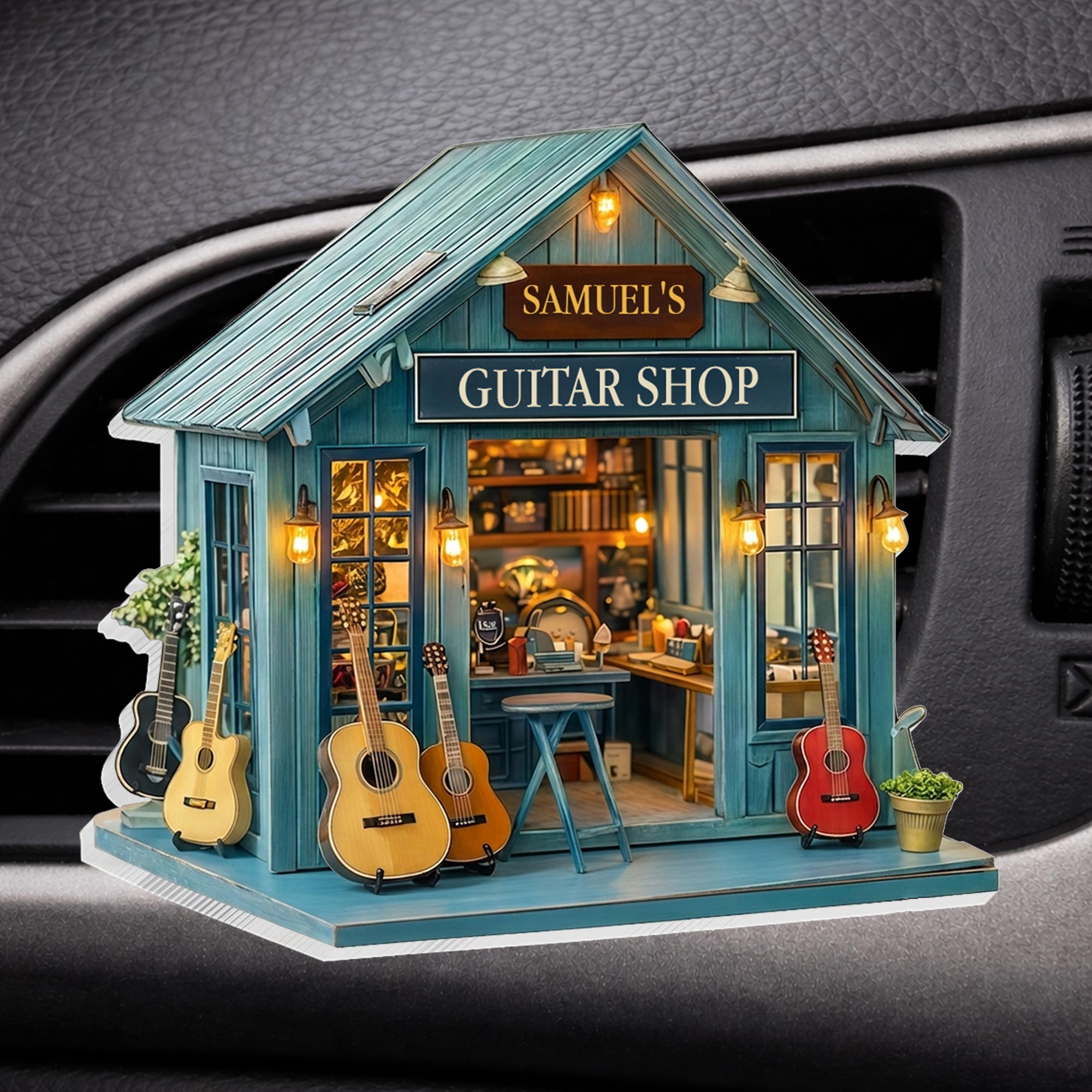 Custom Guitar Shop Car Vent Clip Personalized Gift for Dad