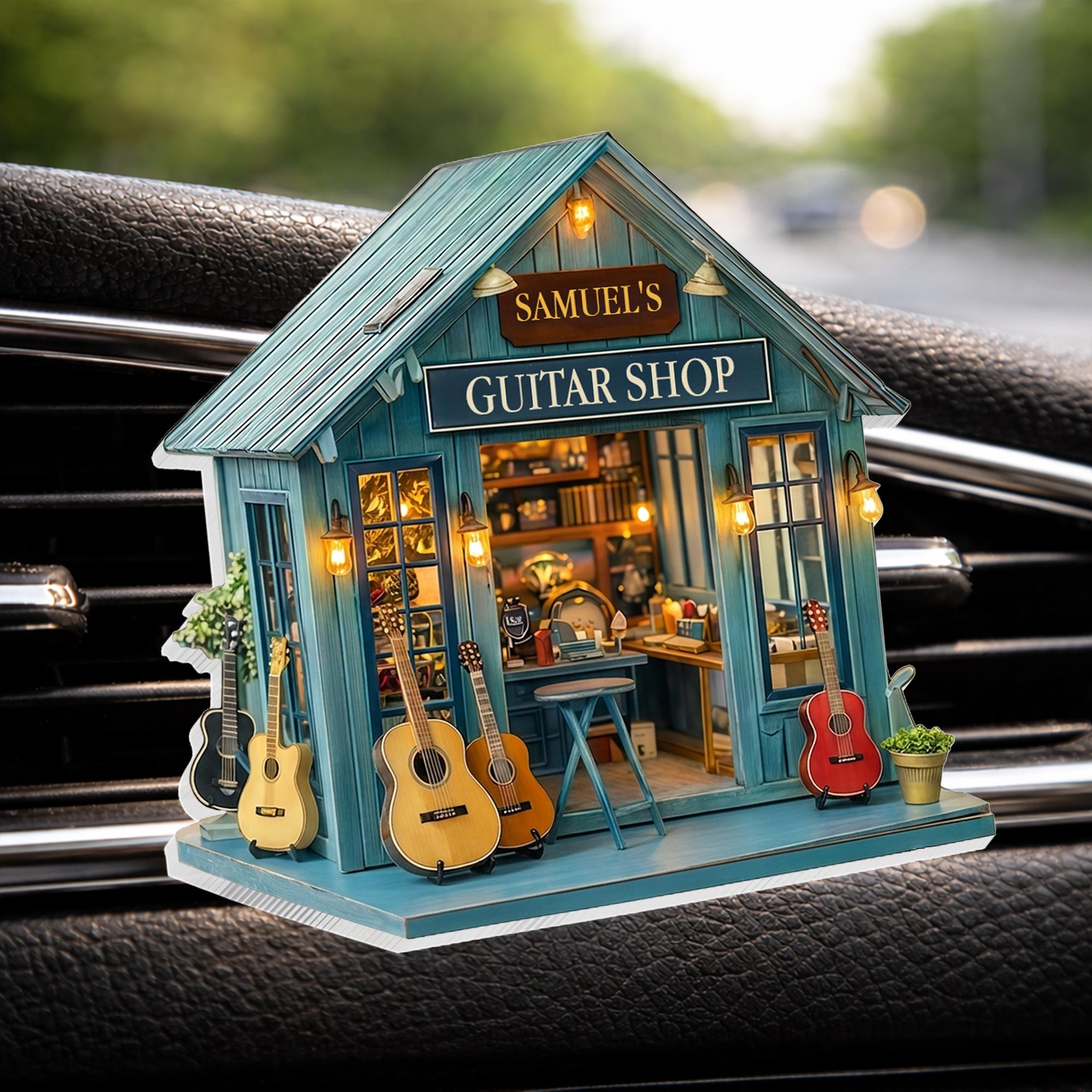 Custom Guitar Shop Car Vent Clip Personalized Gift for Dad