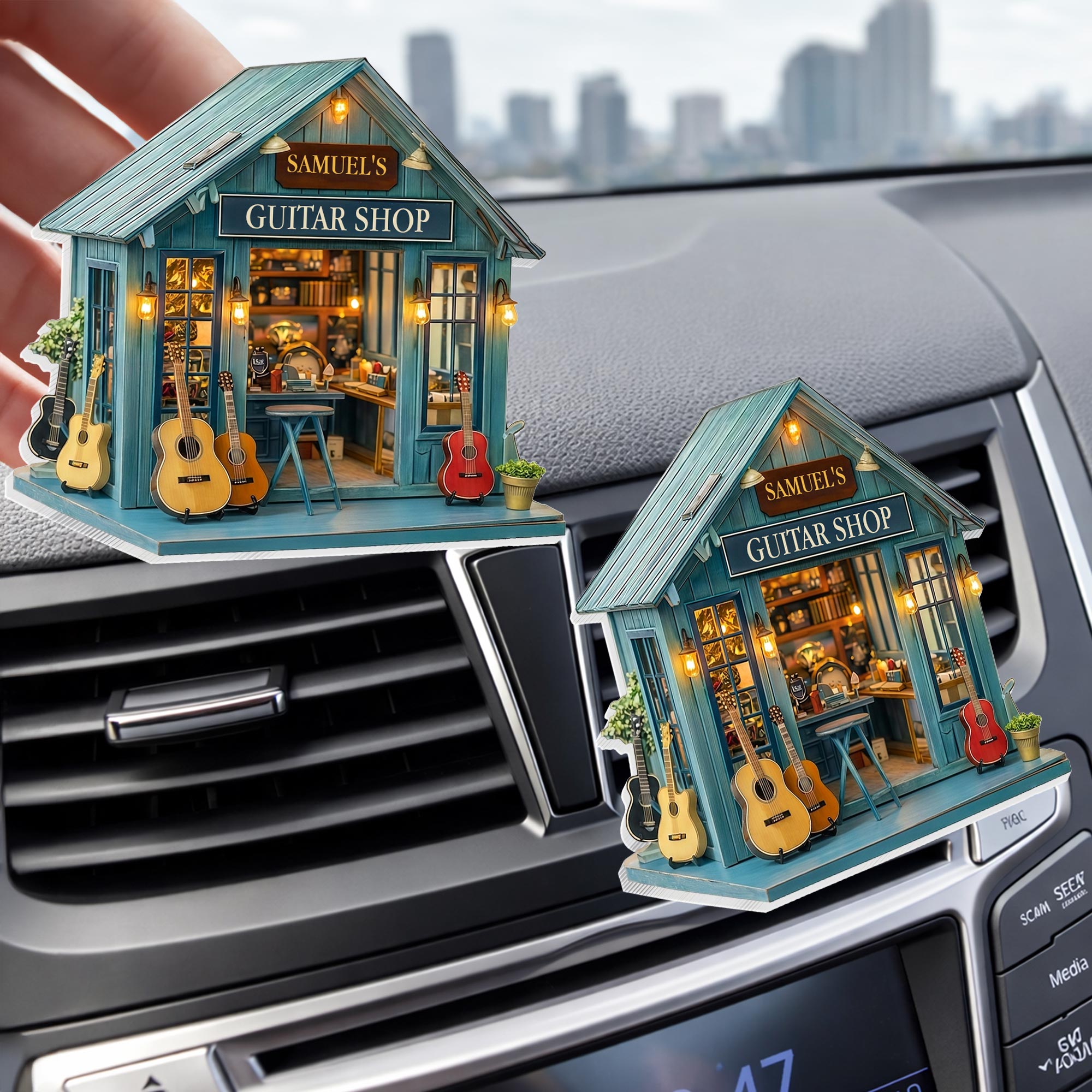Custom Guitar Shop Car Vent Clip Personalized Gift for Dad