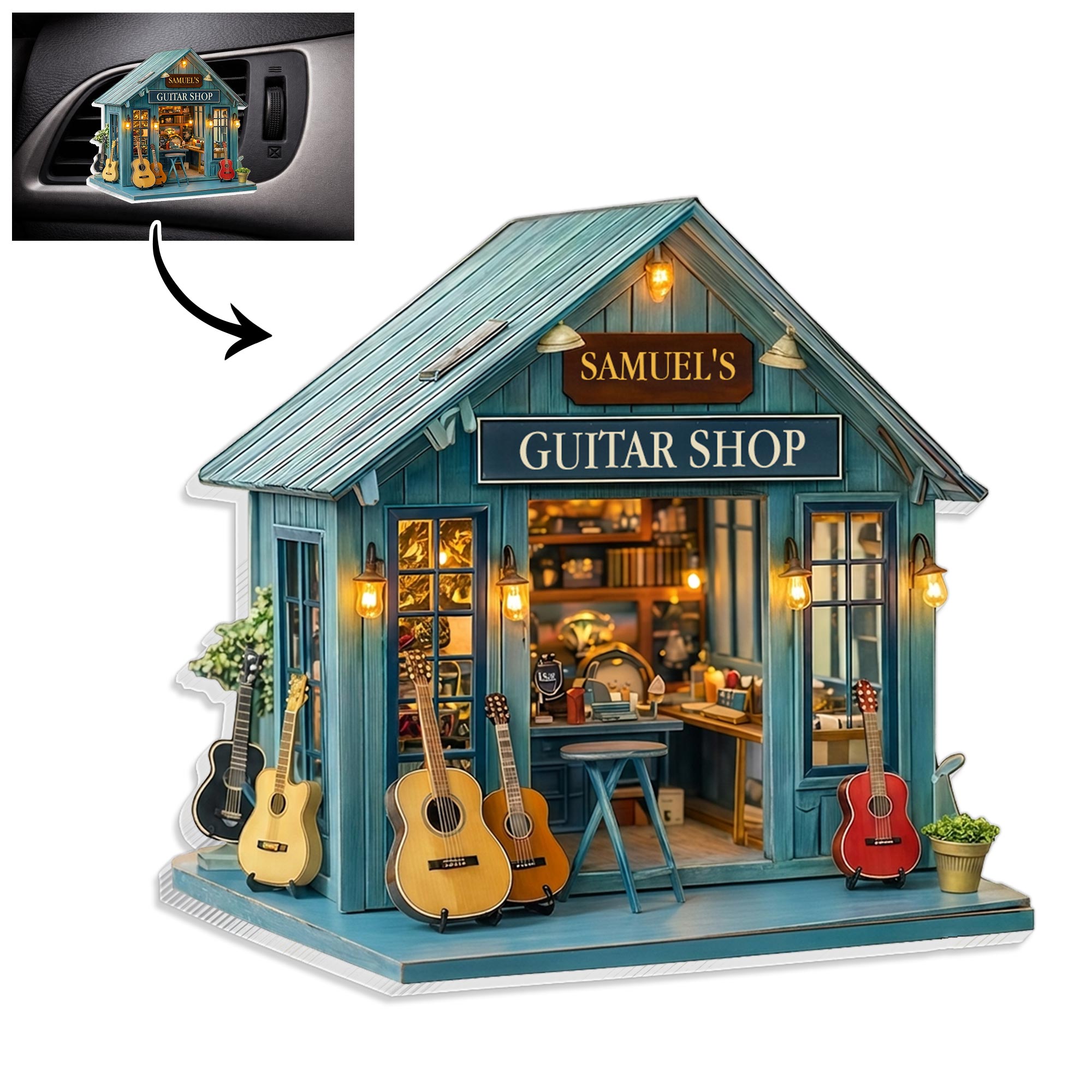 Custom Guitar Shop Car Vent Clip Personalized Gift for Dad
