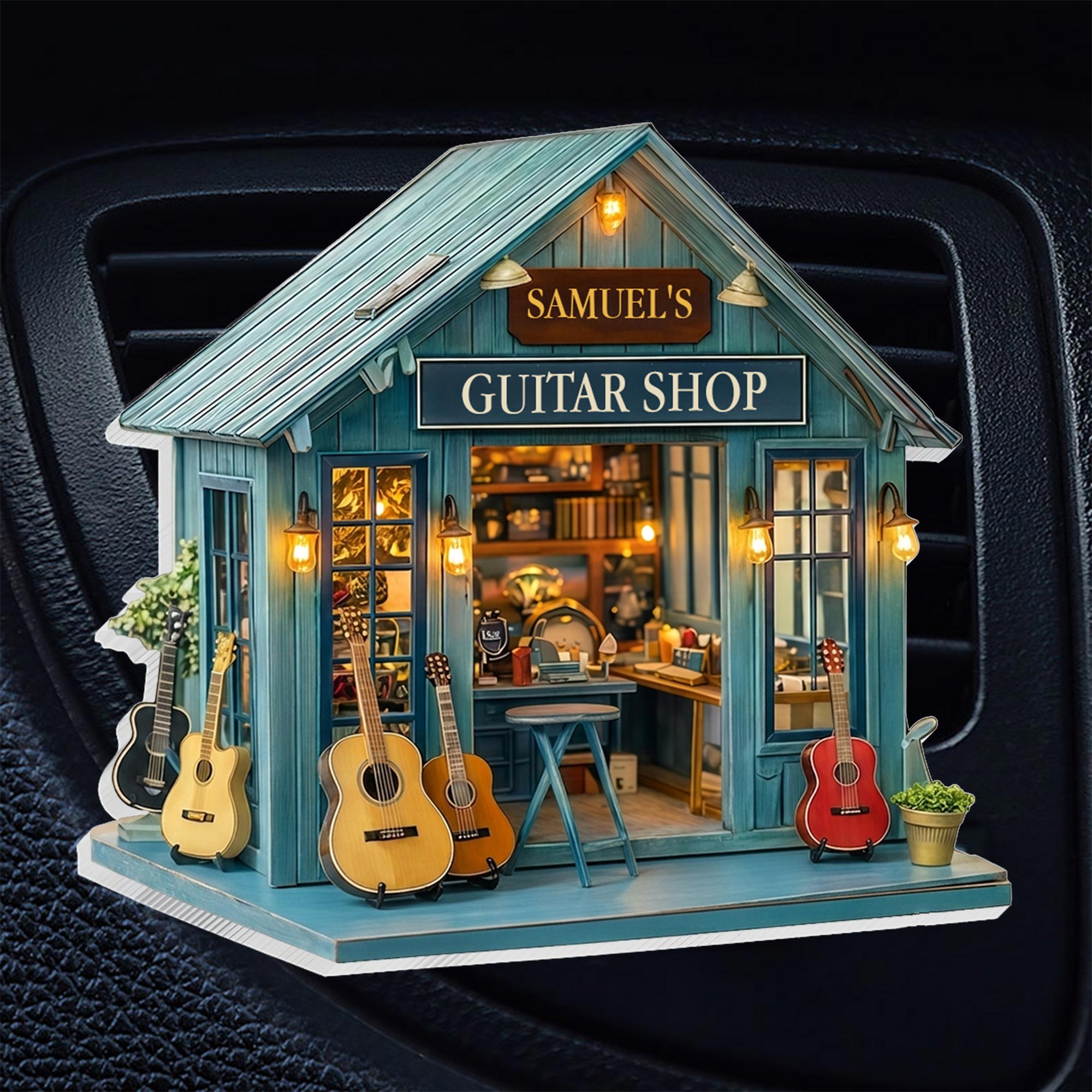 Custom Guitar Shop Car Vent Clip Personalized Gift for Dad