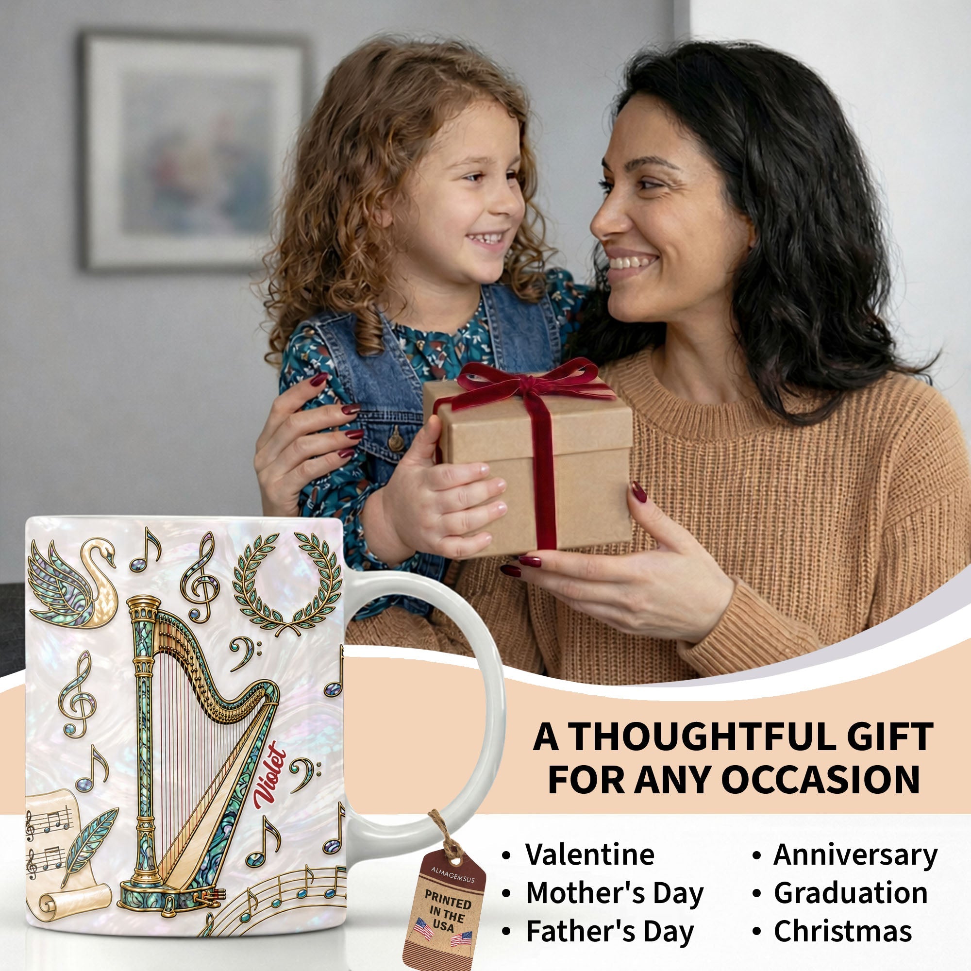 Personalized Musical Notes Coffee Mug Custom Gift for Music Lovers