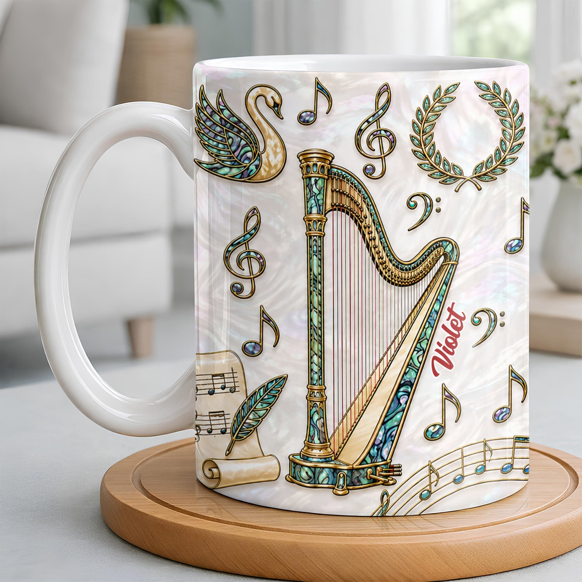 Personalized Musical Notes Coffee Mug Custom Gift for Music Lovers