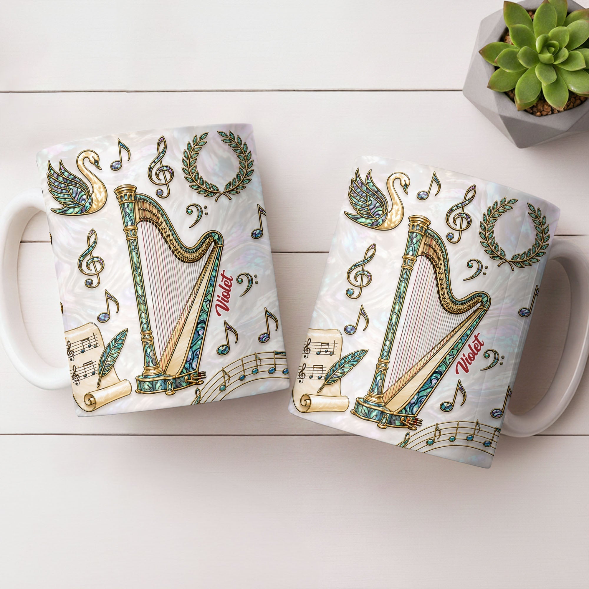 Personalized Musical Notes Coffee Mug Custom Gift for Music Lovers