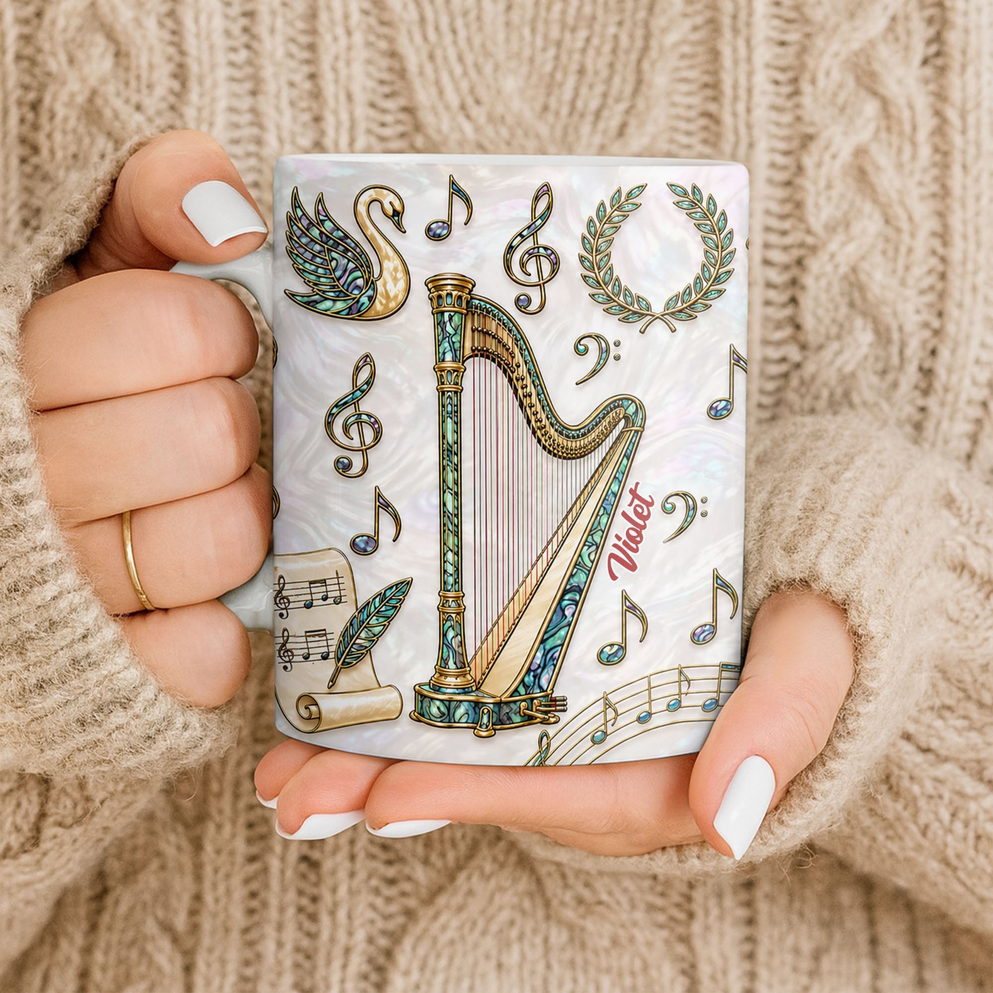 Personalized Musical Notes Coffee Mug Custom Gift for Music Lovers