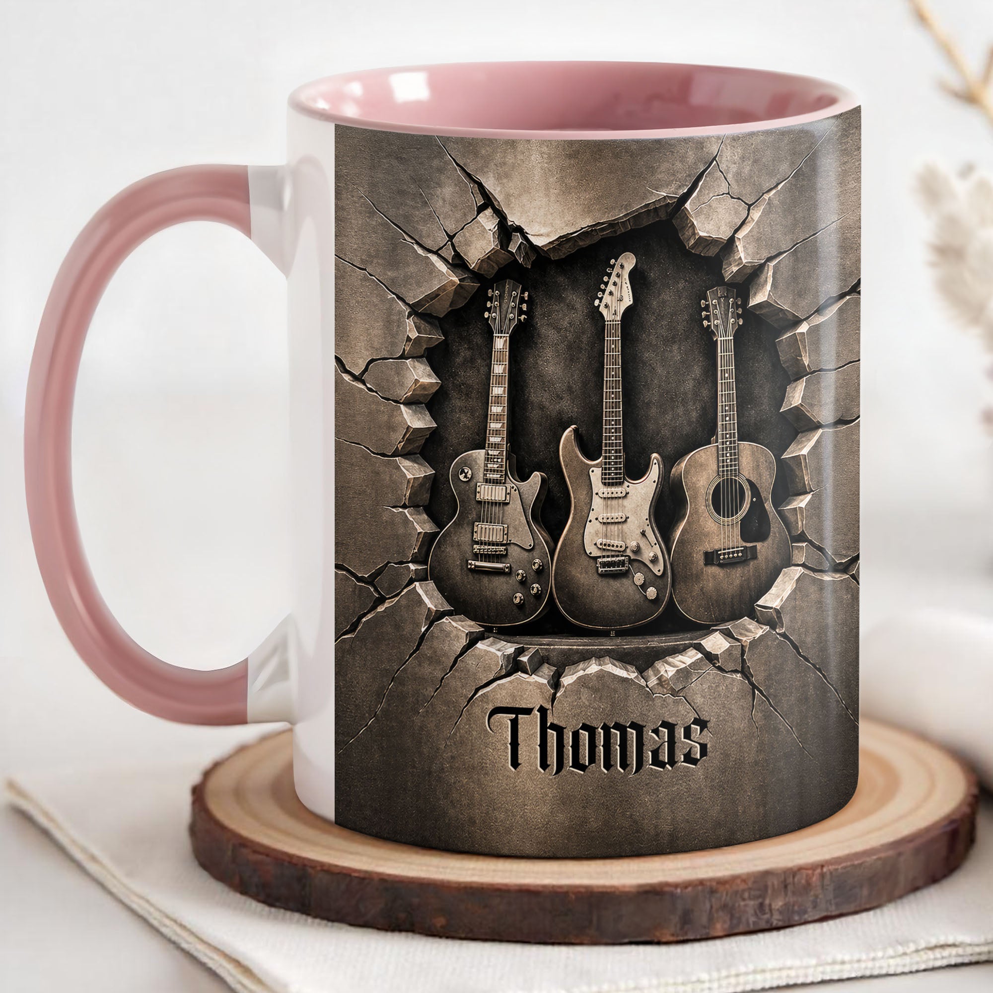 Personalized Custom Accent Mug with Guitar Design Gift for Music Lovers