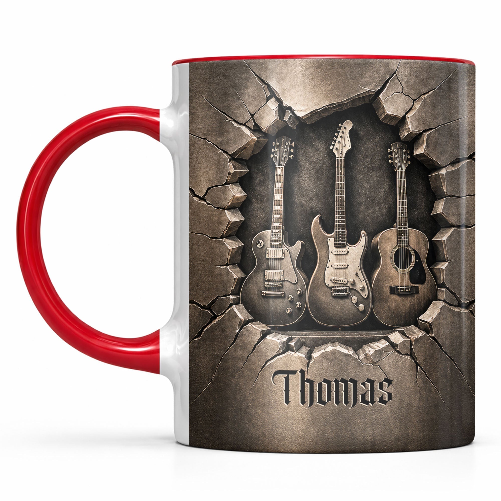 Personalized Custom Accent Mug with Guitar Design Gift for Music Lovers