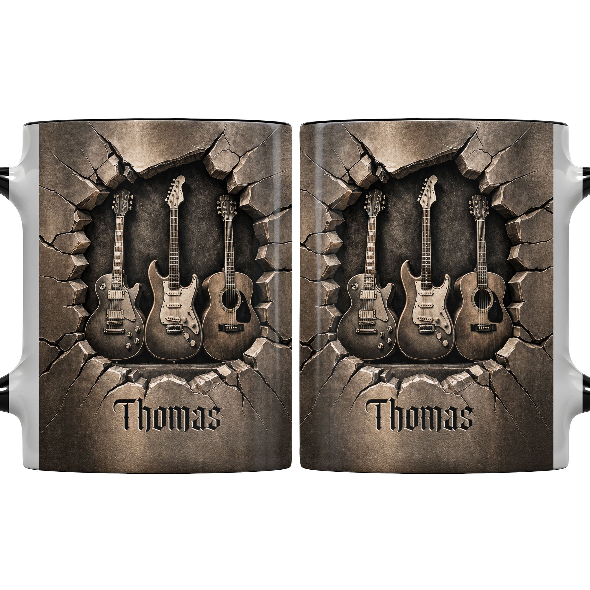 Personalized Custom Accent Mug with Guitar Design Gift for Music Lovers