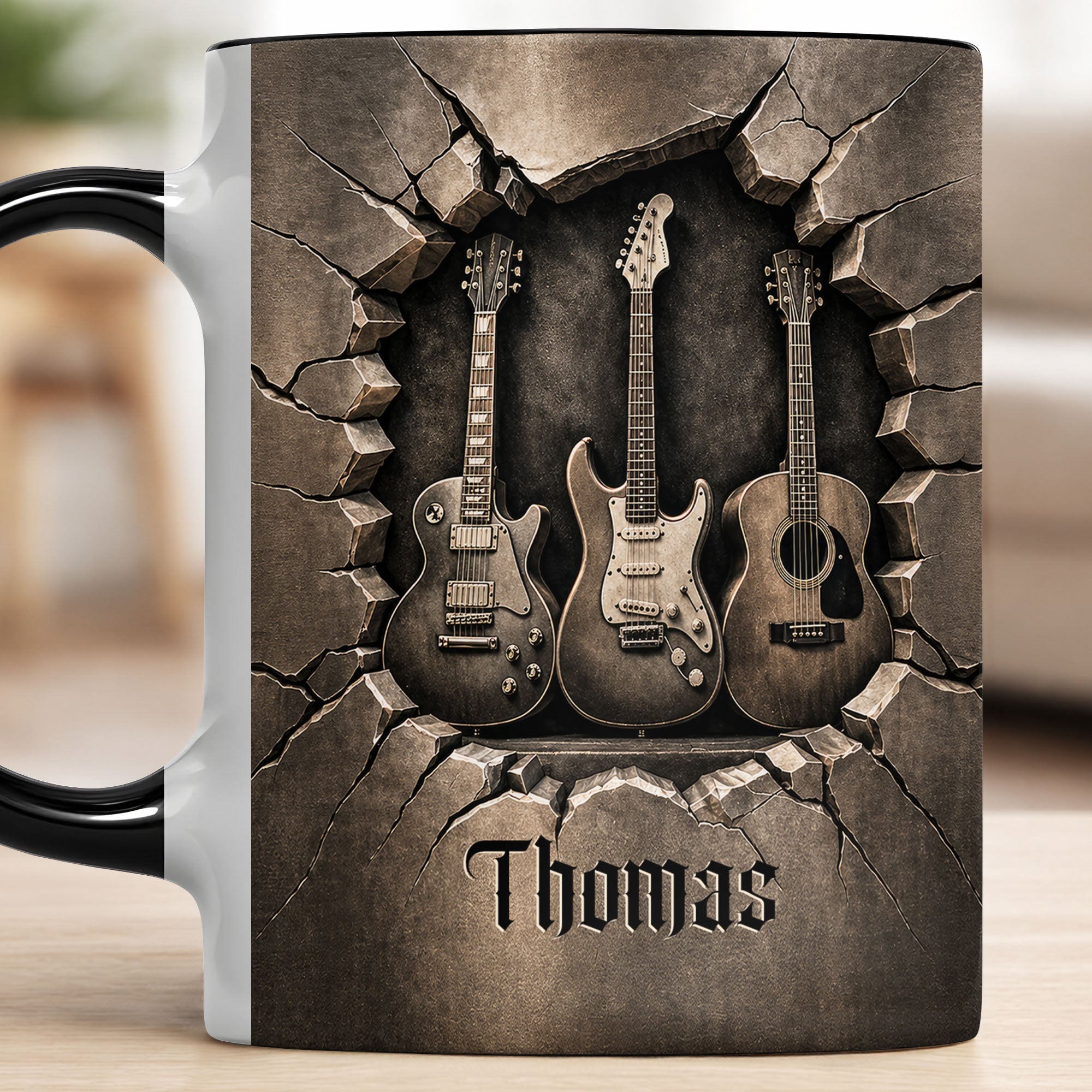Personalized Custom Accent Mug with Guitar Design Gift for Music Lovers