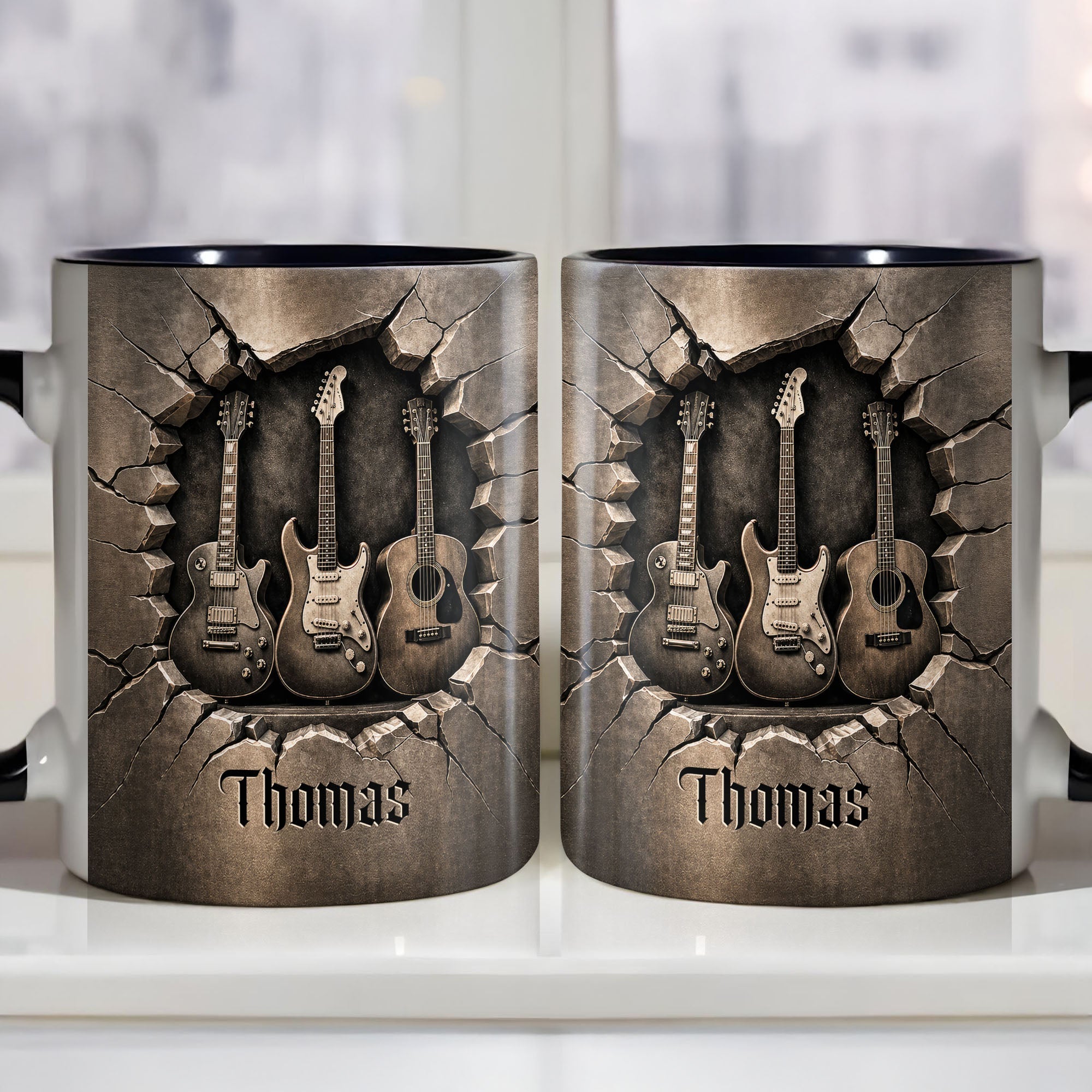 Personalized Custom Accent Mug with Guitar Design Gift for Music Lovers