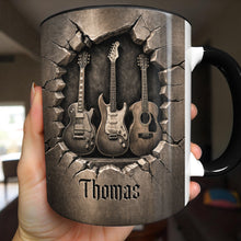 Load image into Gallery viewer, Personalized Custom Accent Mug with Guitar Design Gift for Music Lovers
