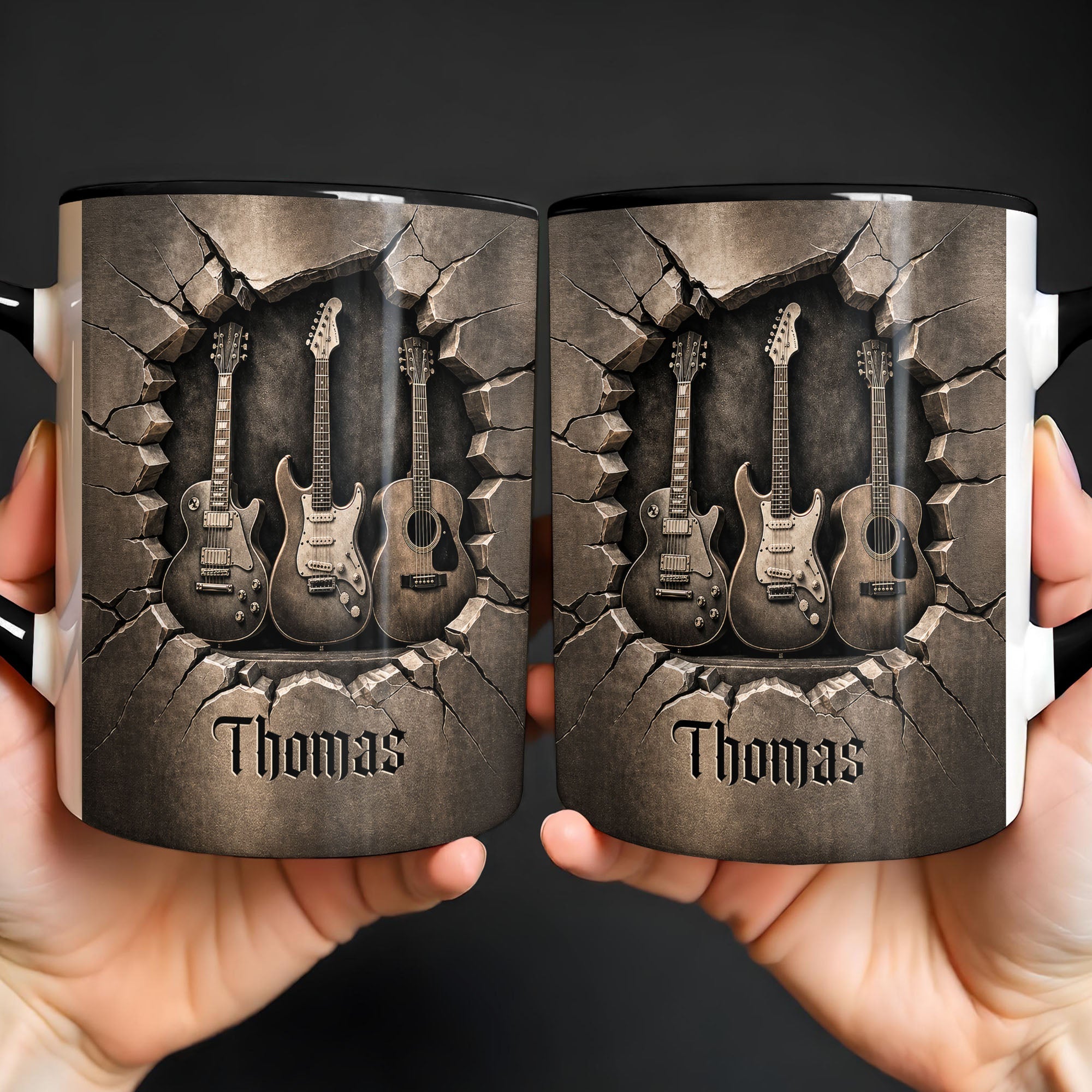 Personalized Custom Accent Mug with Guitar Design Gift for Music Lovers