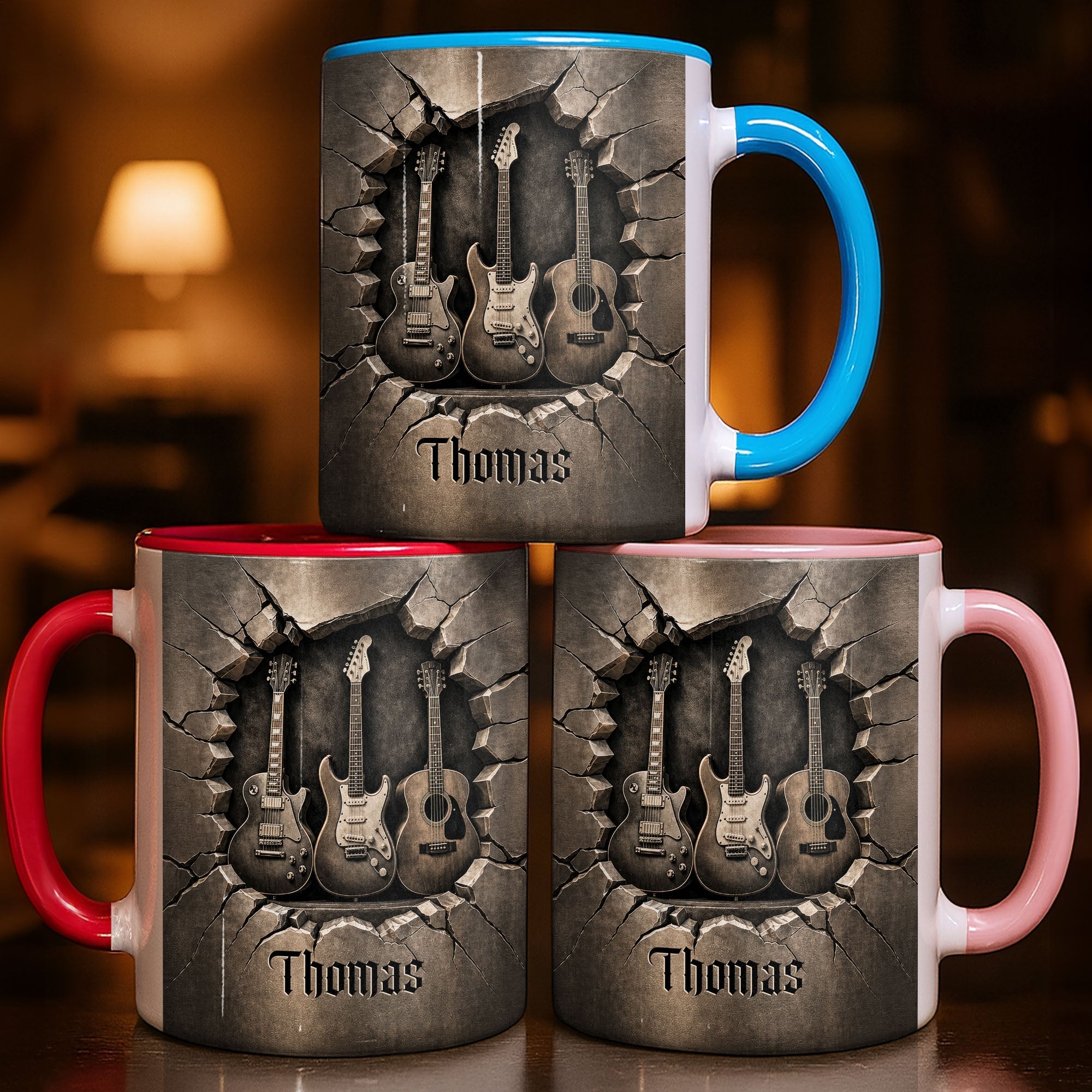 Personalized Custom Accent Mug with Guitar Design Gift for Music Lovers