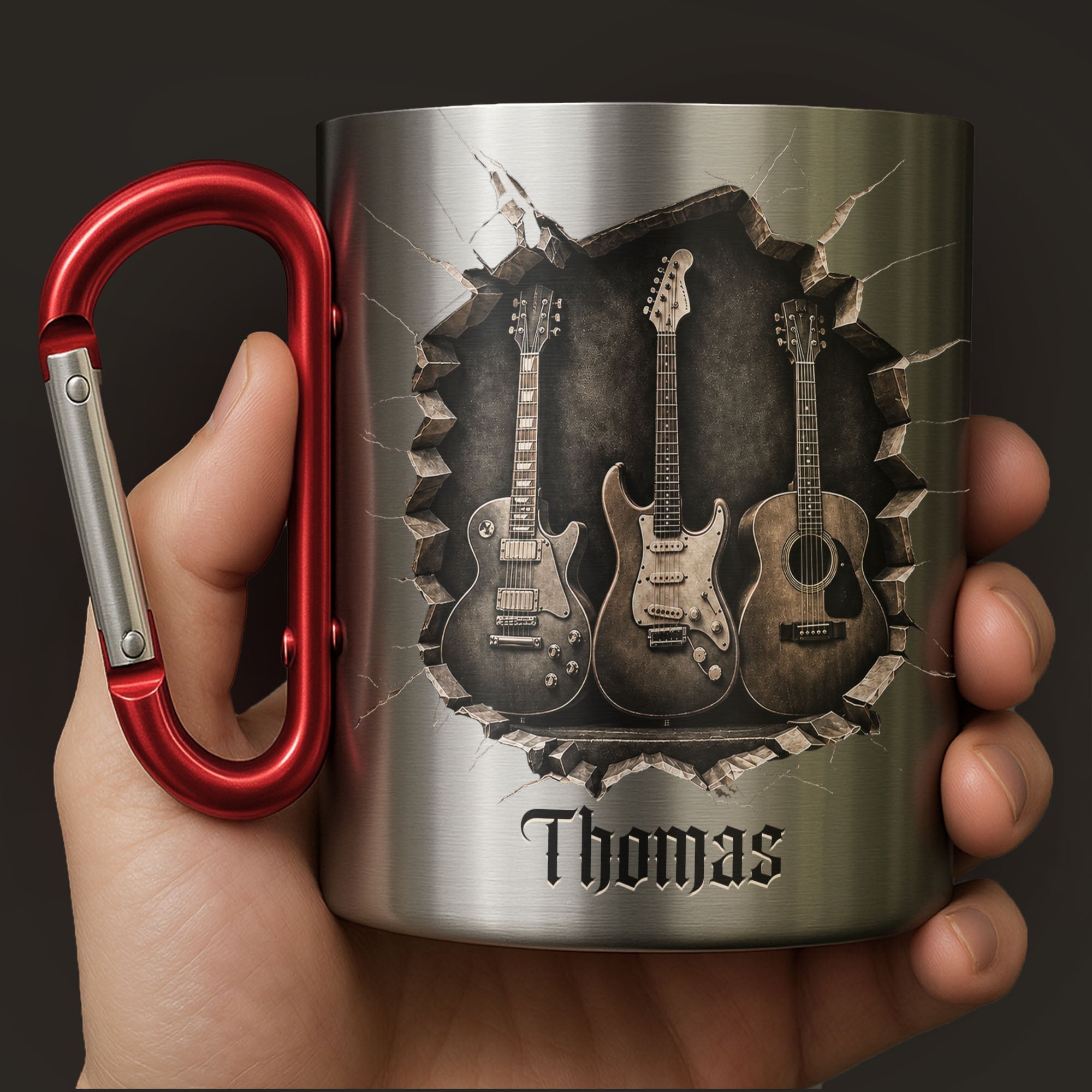Personalized Carabiner Mug Custom Name Music Lover Gift