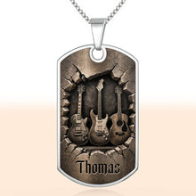 Load image into Gallery viewer, Personalized Music Dog Tag Necklace Custom Name Gift for Him
