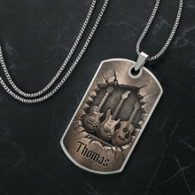 Load image into Gallery viewer, Personalized Music Dog Tag Necklace Custom Name Gift for Him
