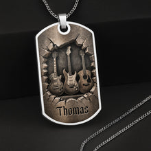 Load image into Gallery viewer, Personalized Music Dog Tag Necklace Custom Name Gift for Him
