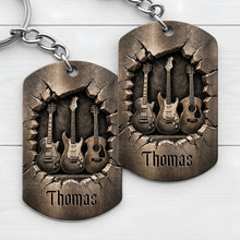 Load image into Gallery viewer, Personalized Stainless Steel Keychain Custom Music Gift for Dad
