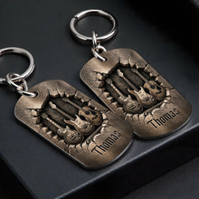 Load image into Gallery viewer, Personalized Stainless Steel Keychain Custom Music Gift for Dad
