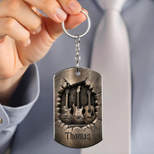 Load image into Gallery viewer, Personalized Stainless Steel Keychain Custom Music Gift for Dad
