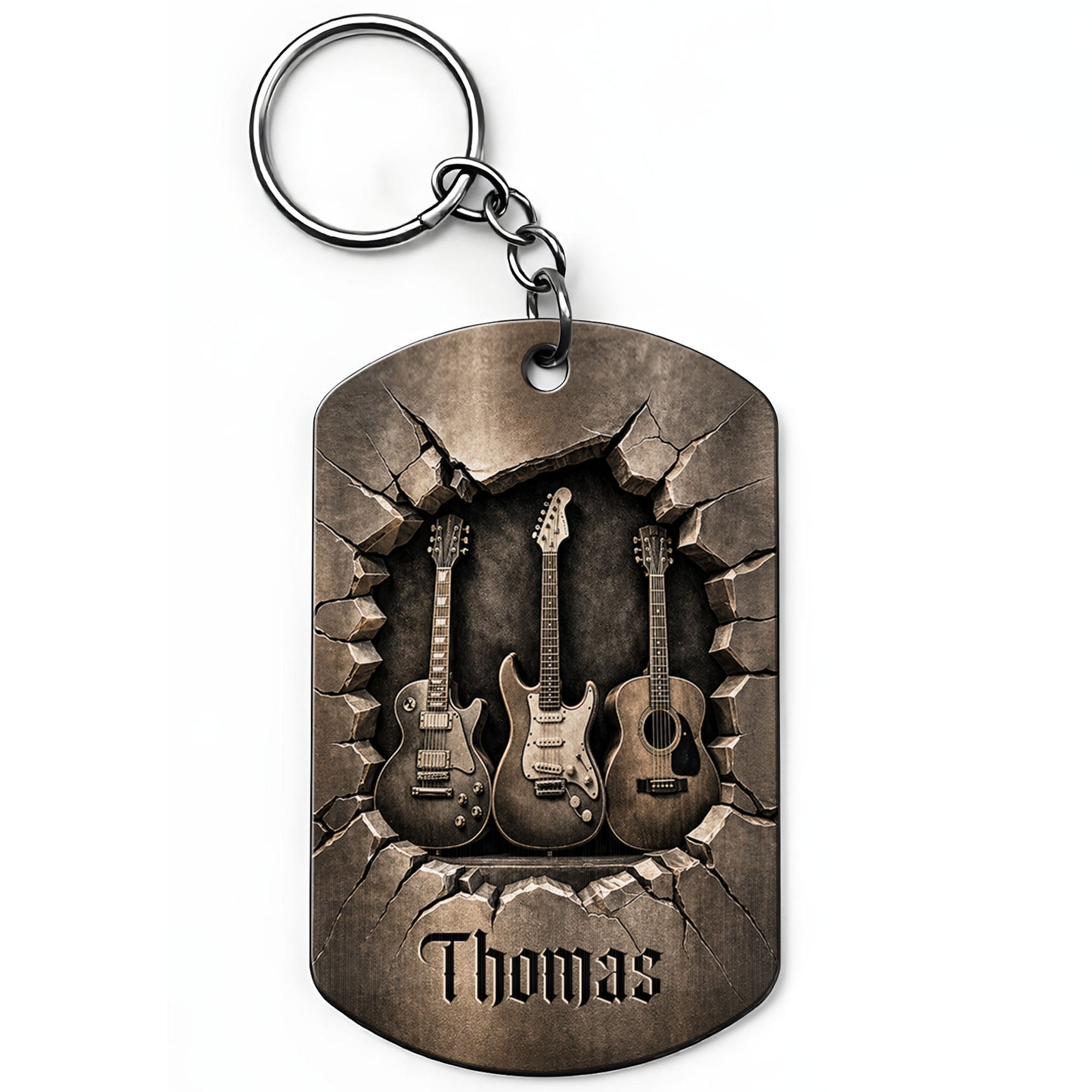 Personalized Stainless Steel Keychain Custom Music Gift for Dad