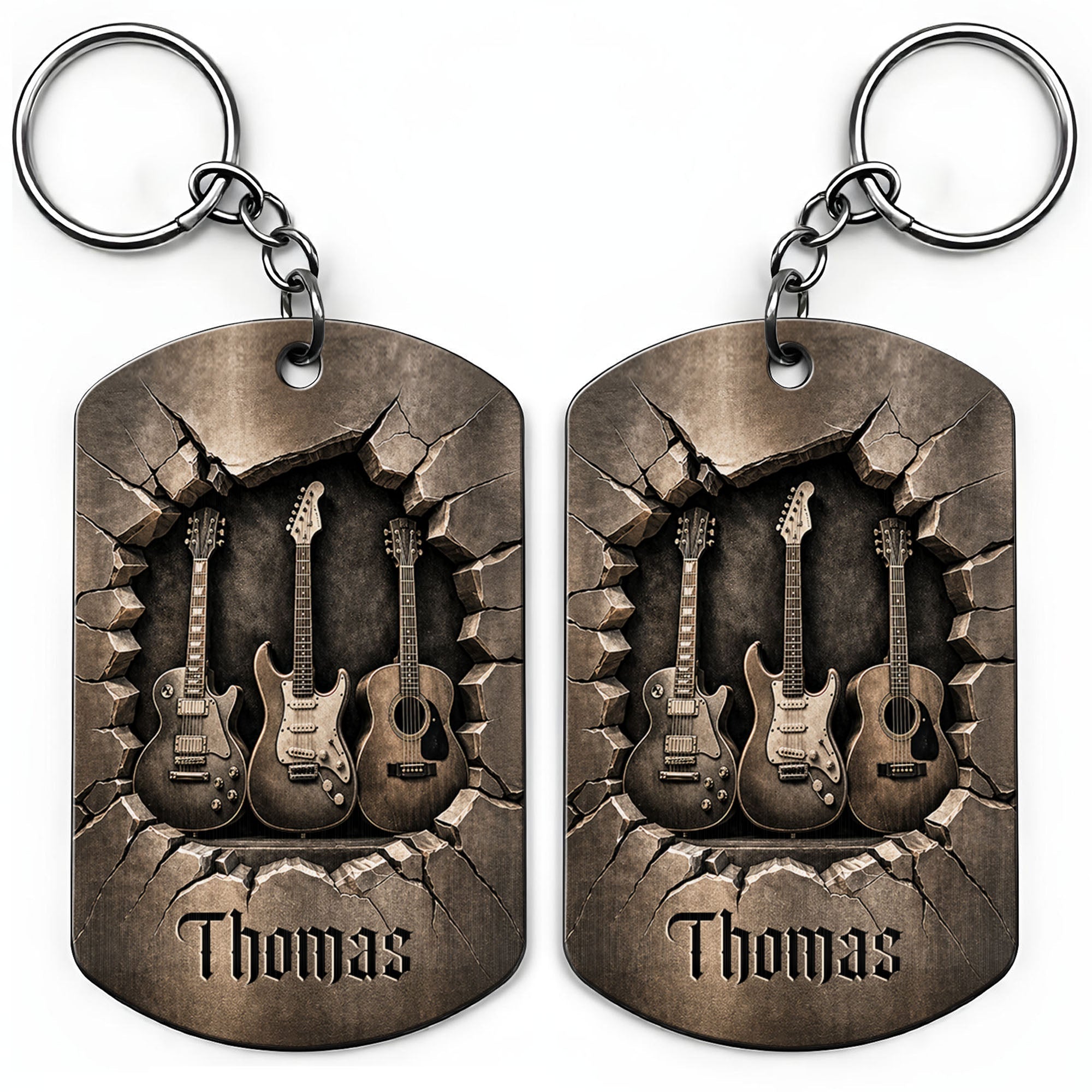 Personalized Stainless Steel Keychain Custom Music Gift for Dad