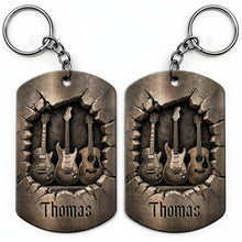 Load image into Gallery viewer, Personalized Stainless Steel Keychain Custom Music Gift for Dad
