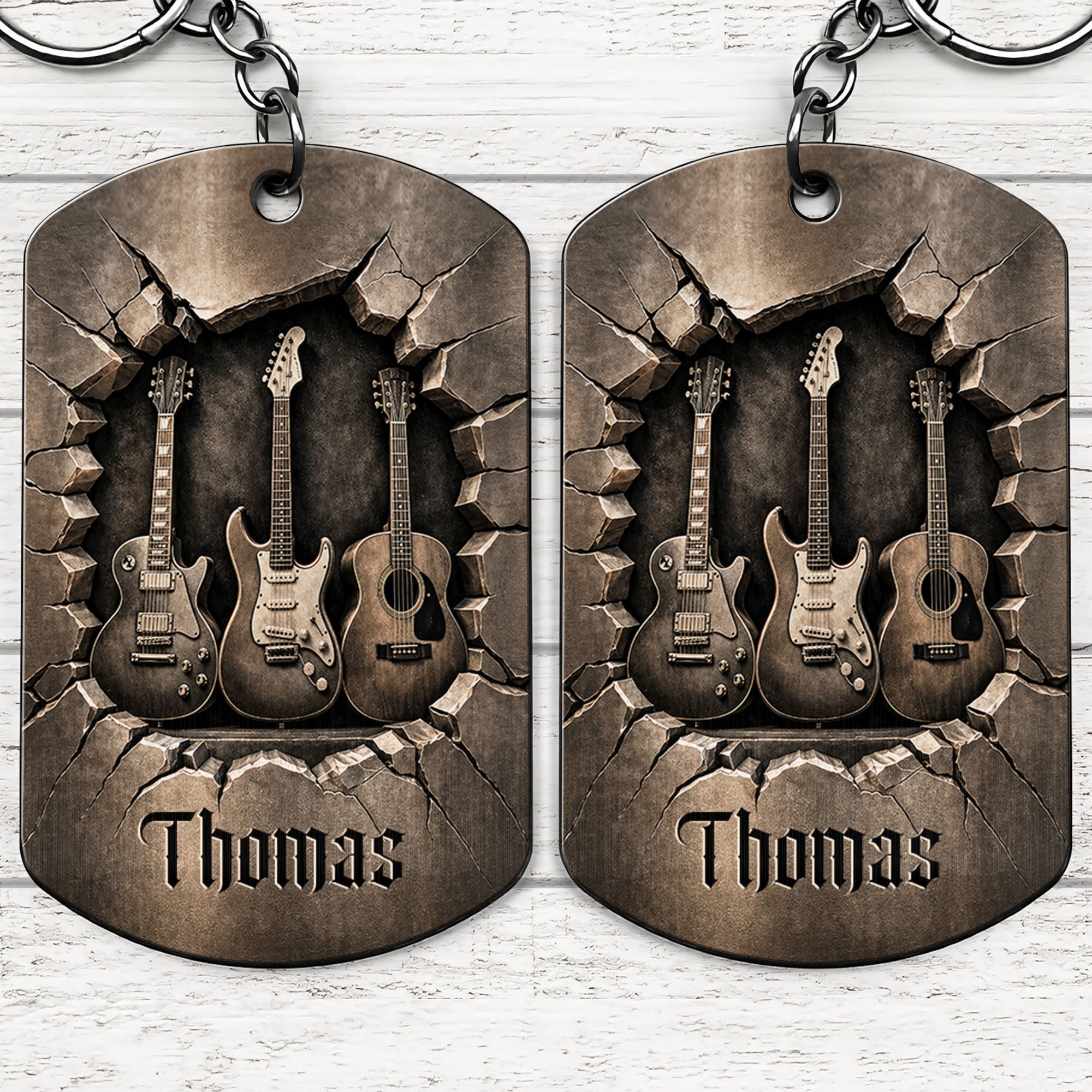 Personalized Stainless Steel Keychain Custom Music Gift for Dad