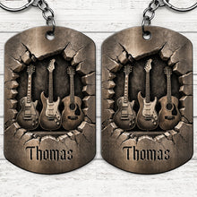 Load image into Gallery viewer, Personalized Stainless Steel Keychain Custom Music Gift for Dad
