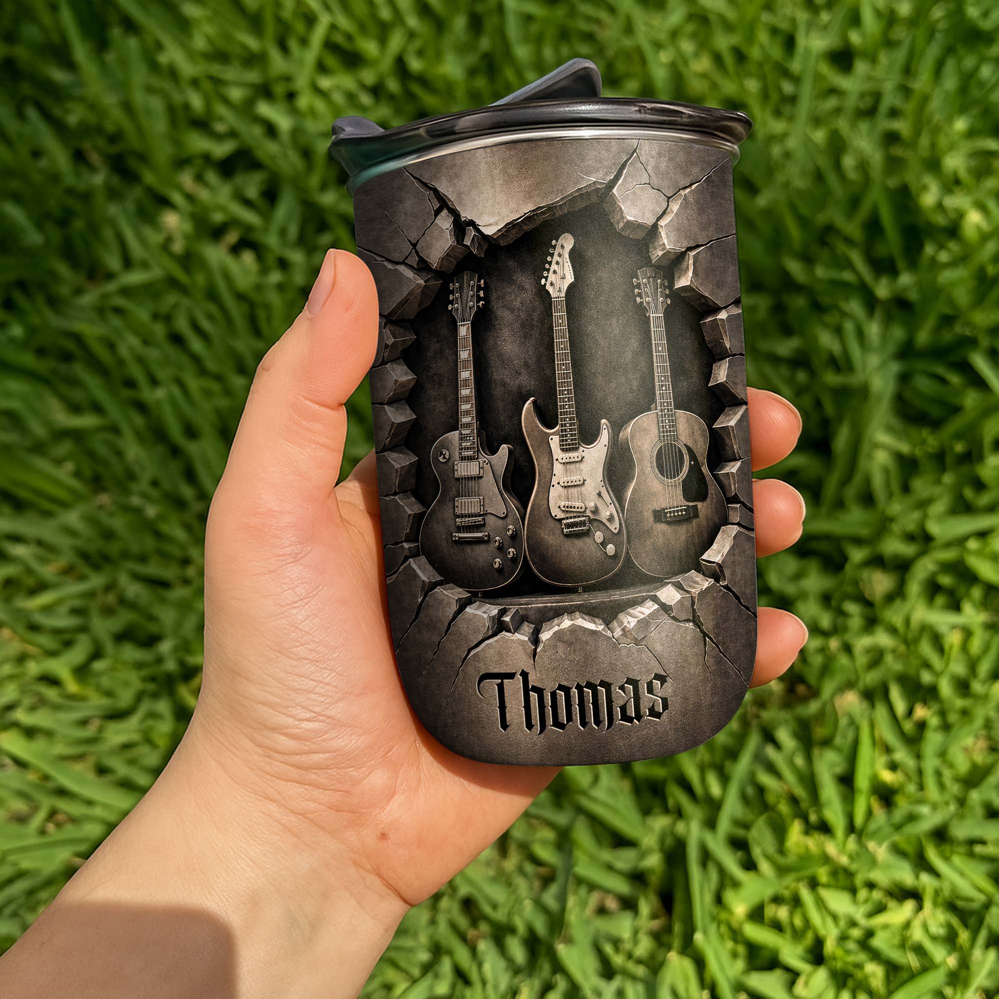 Personalized 10oz Stainless Steel Tumbler Custom Name Music Gift for Him