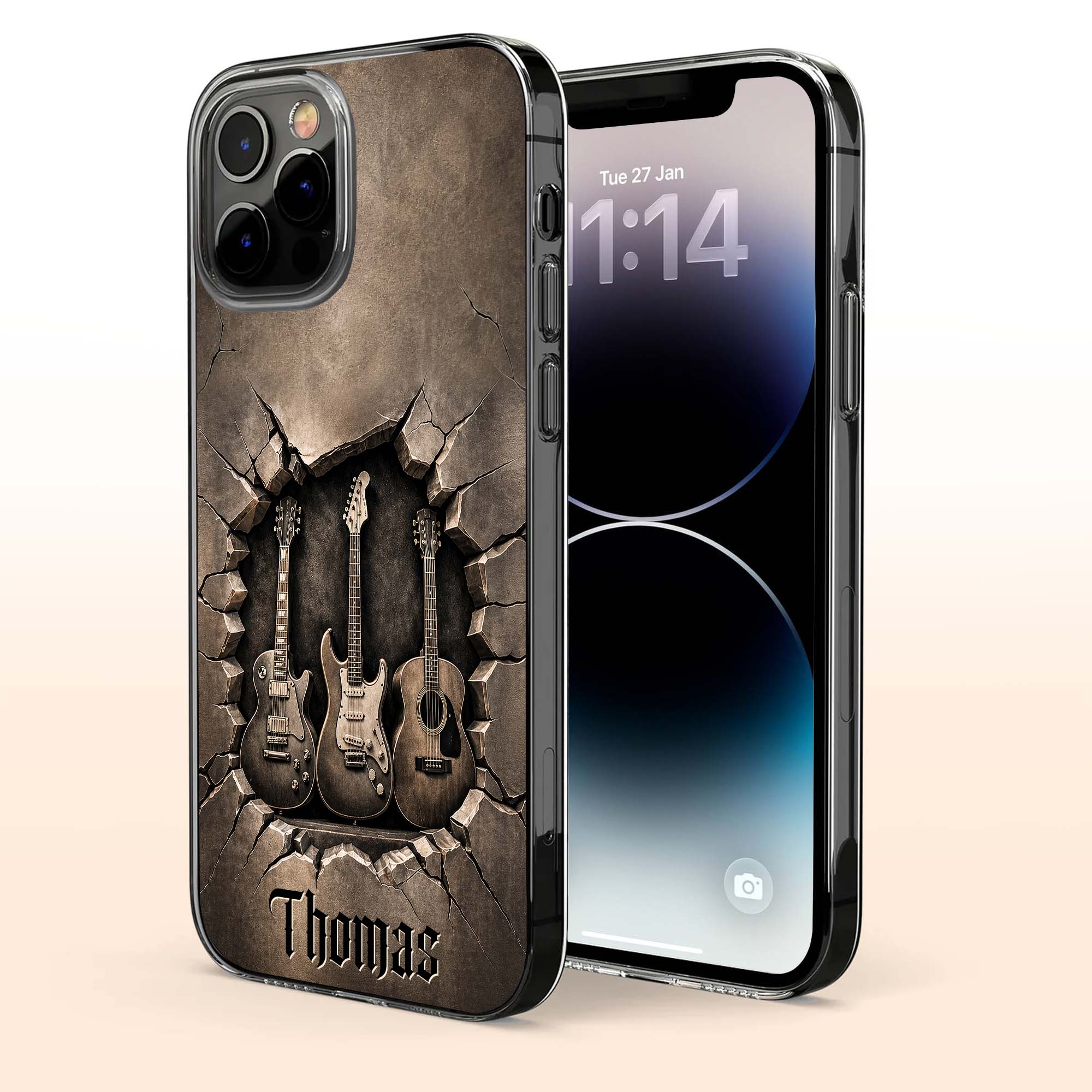 Personalized Clear Phone Case Custom Name Music Lover Gift
