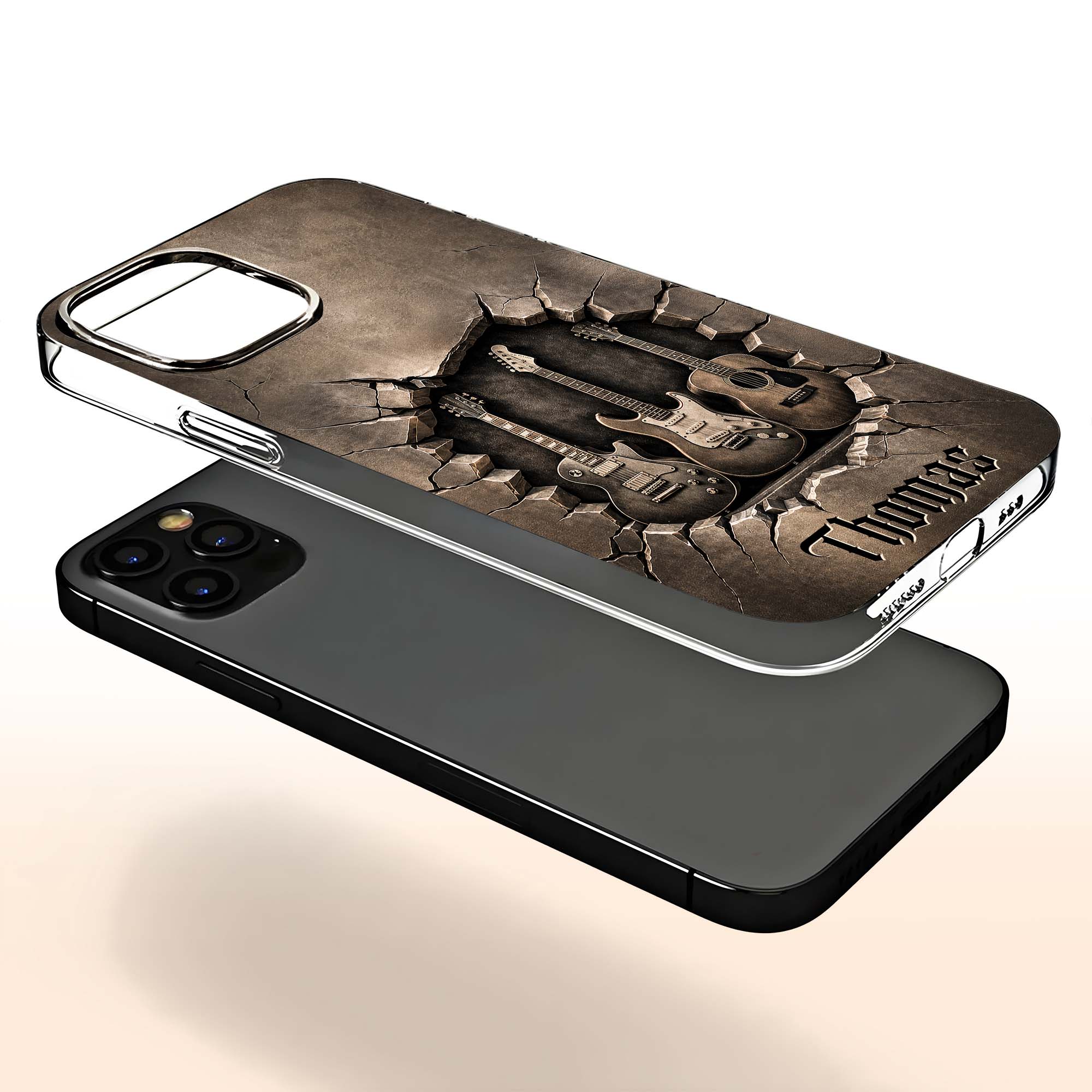 Personalized Clear Phone Case Custom Name Music Lover Gift
