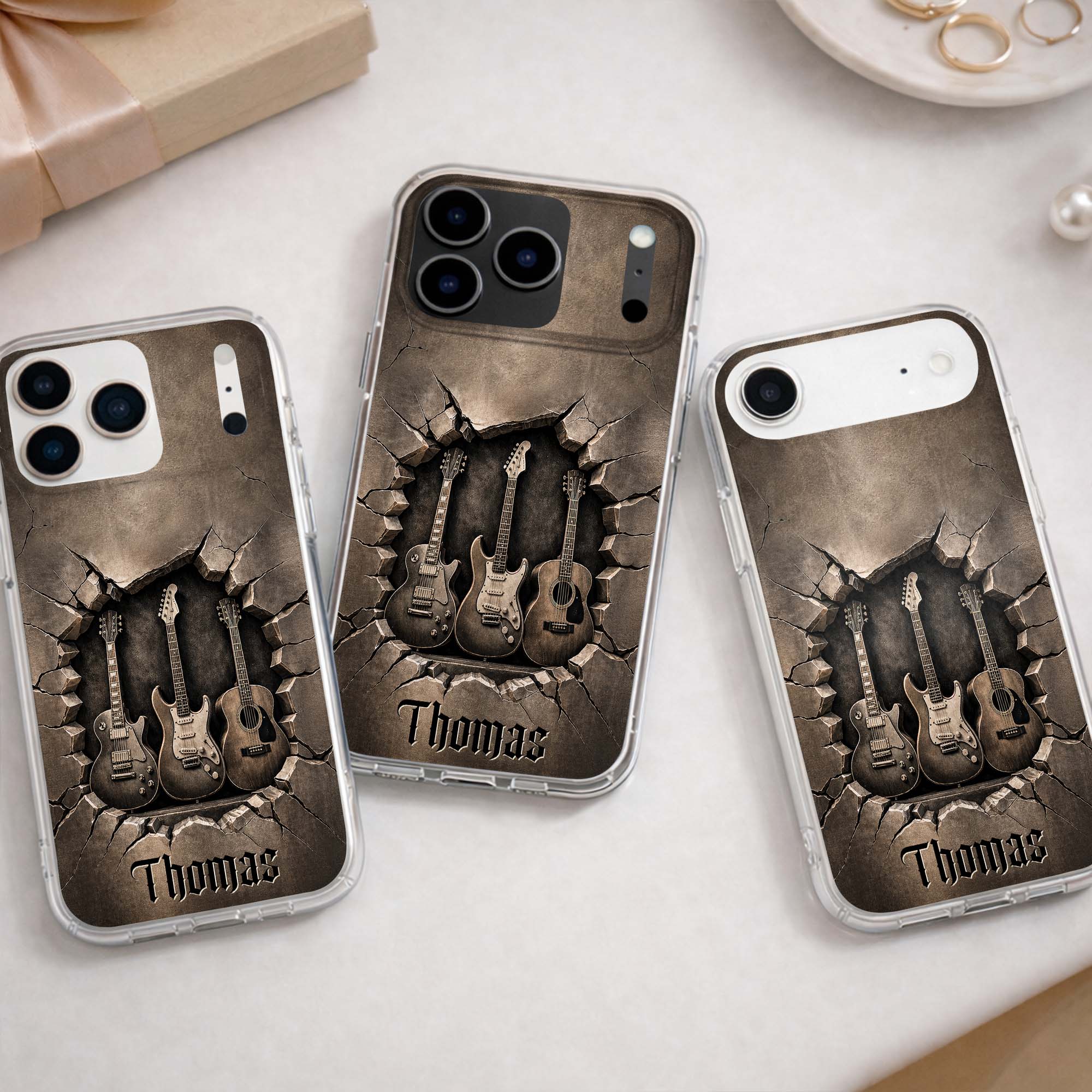 Personalized Clear Phone Case Custom Name Music Lover Gift