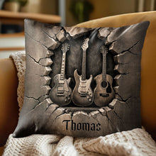 Load image into Gallery viewer, Personalized Guitar Lover Pillow Custom Name 3D Stone Effect Gift

