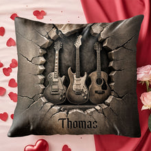 Load image into Gallery viewer, Personalized Guitar Lover Pillow Custom Name 3D Stone Effect Gift
