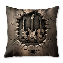 Load image into Gallery viewer, Personalized Guitar Lover Pillow Custom Name 3D Stone Effect Gift
