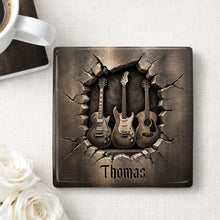 Load image into Gallery viewer, Personalized Music-Themed Ceramic Coaster Custom Gift for Dad

