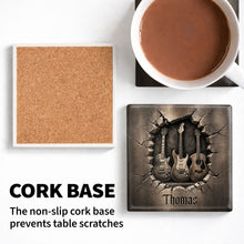 Load image into Gallery viewer, Personalized Music-Themed Ceramic Coaster Custom Gift for Dad
